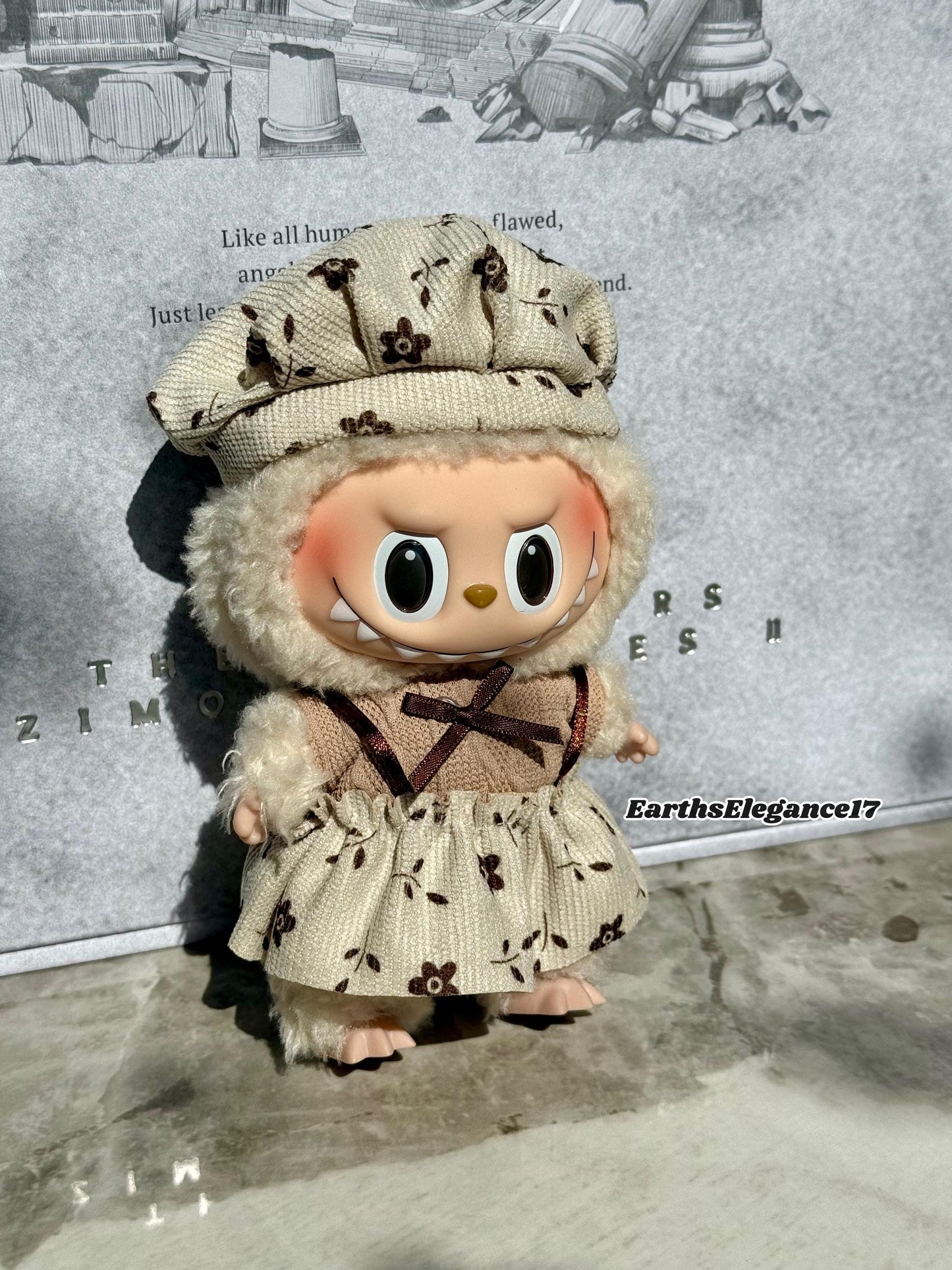 Handmade Vintage Floral Labubu Clothes Outfits –Cute Lady Style Dress Set for 17cm Labubu Keychain | Doll Accessories | Labubu Clothing Gift