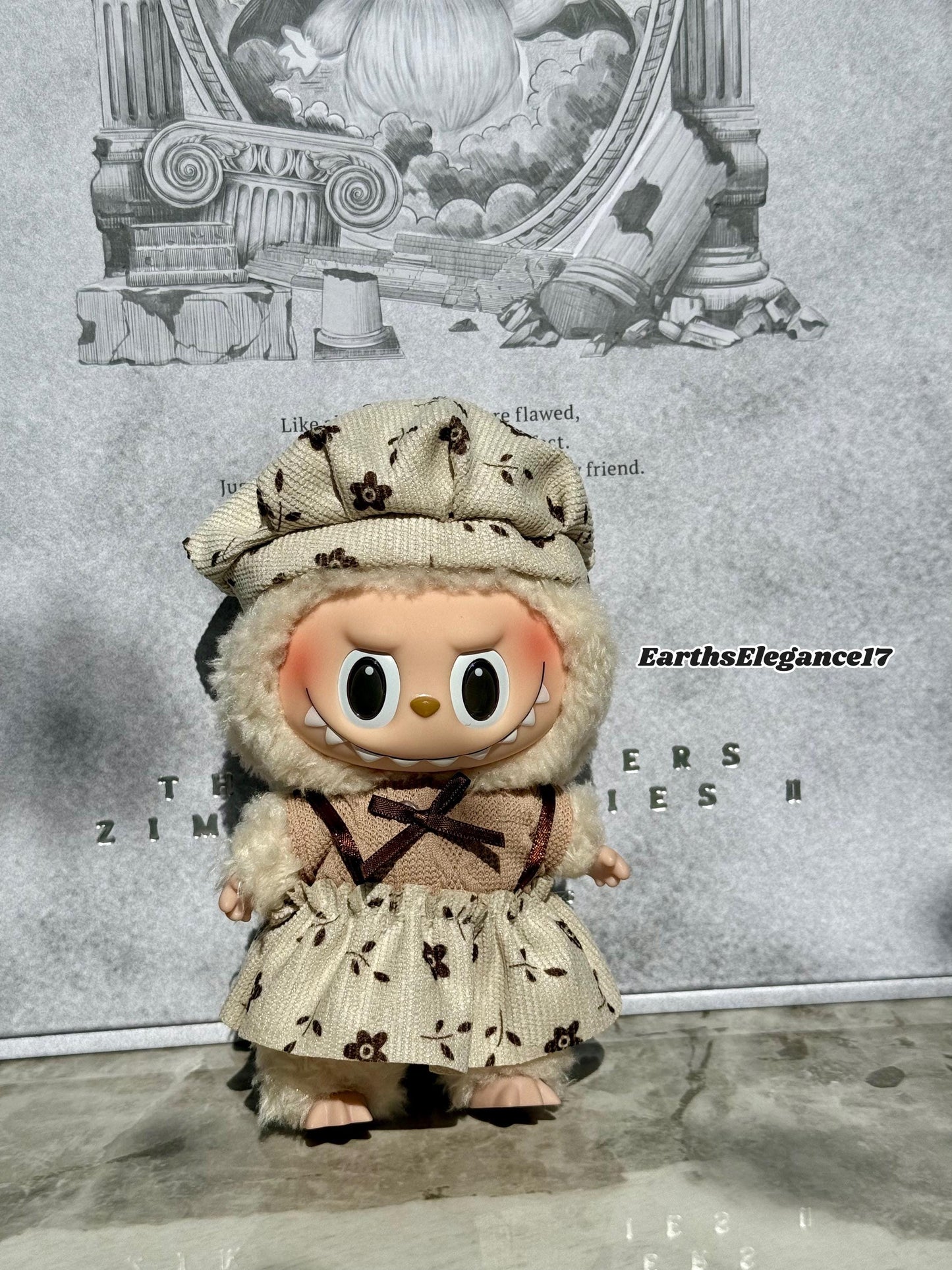 Handmade Vintage Floral Labubu Clothes Outfits –Cute Lady Style Dress Set for 17cm Labubu Keychain | Doll Accessories | Labubu Clothing Gift