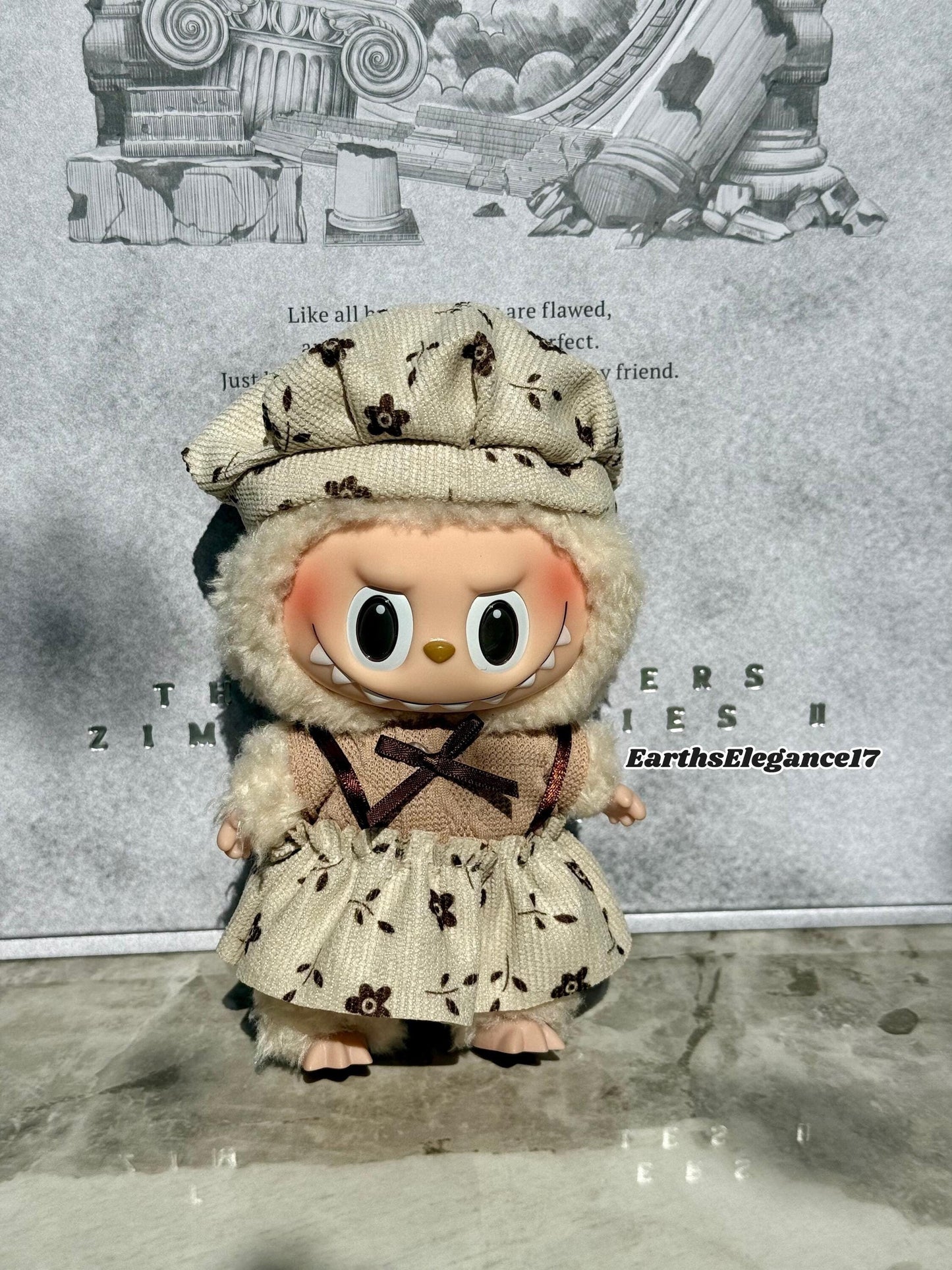 Handmade Vintage Floral Labubu Clothes Outfits –Cute Lady Style Dress Set for 17cm Labubu Keychain | Doll Accessories | Labubu Clothing Gift