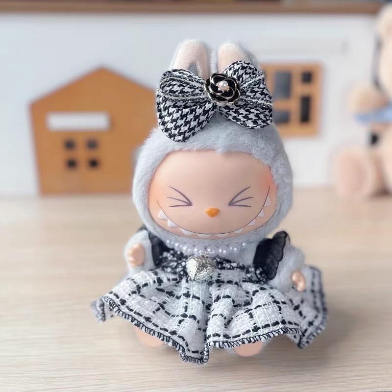 Handmade Labubu Doll Dress Doll Outfits – Fashion-Forward Tweed Dresses with Accessories | Labubu Elegant Dress| Gift For Labubu Lovers