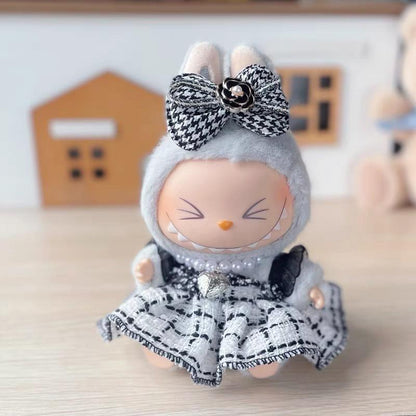 Handmade Labubu Doll Dress Doll Outfits – Fashion-Forward Tweed Dresses with Accessories | Labubu Elegant Dress| Gift For Labubu Lovers