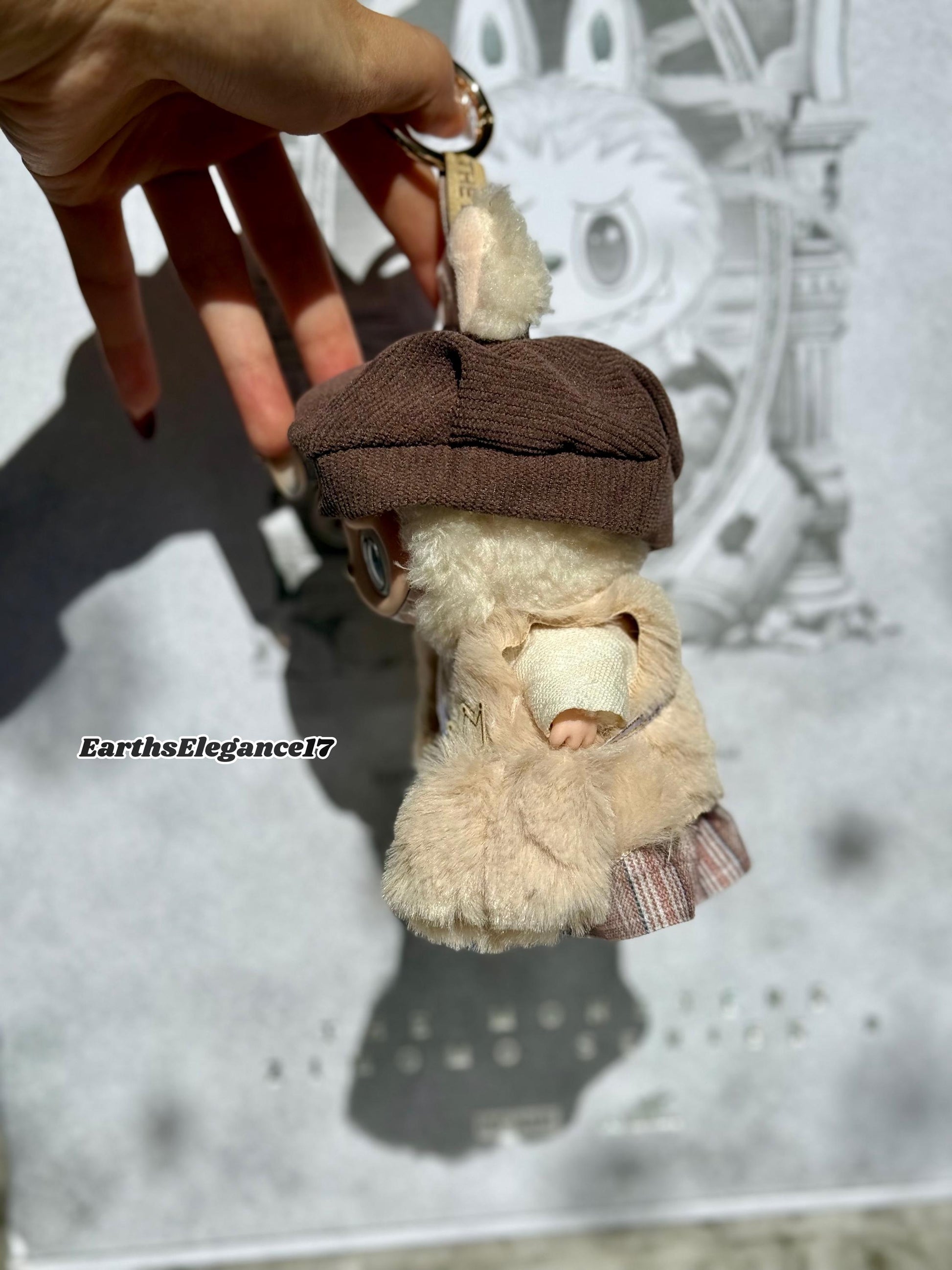 Handmade Chic Labubu Couture 5-Piece Faux Fur & Checkered Outfit for Have A Seat Macaron Labubu Dolls| Labubu Lady Dresses|Labubu Outfits