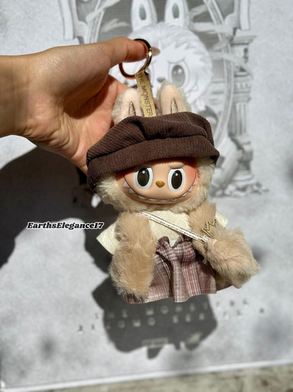 Handmade Chic Labubu Couture 5-Piece Faux Fur & Checkered Outfit for Have A Seat Macaron Labubu Dolls| Labubu Lady Dresses|Labubu Outfits