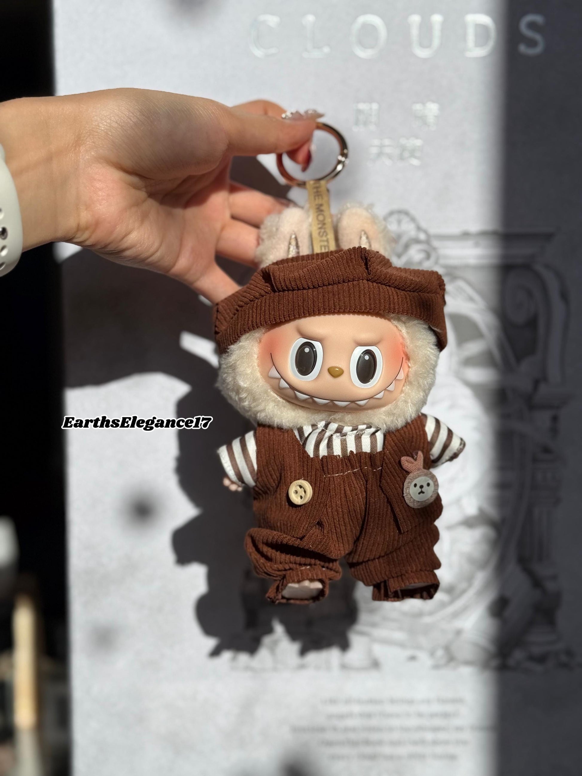 Handmade Labubu Doll Clothes – "Parisian Chic Set" 4-Piece Outfit Beret Hat, Striped Shirt, Vest & Pants Doll Fashion Gift| Labubu Outfits