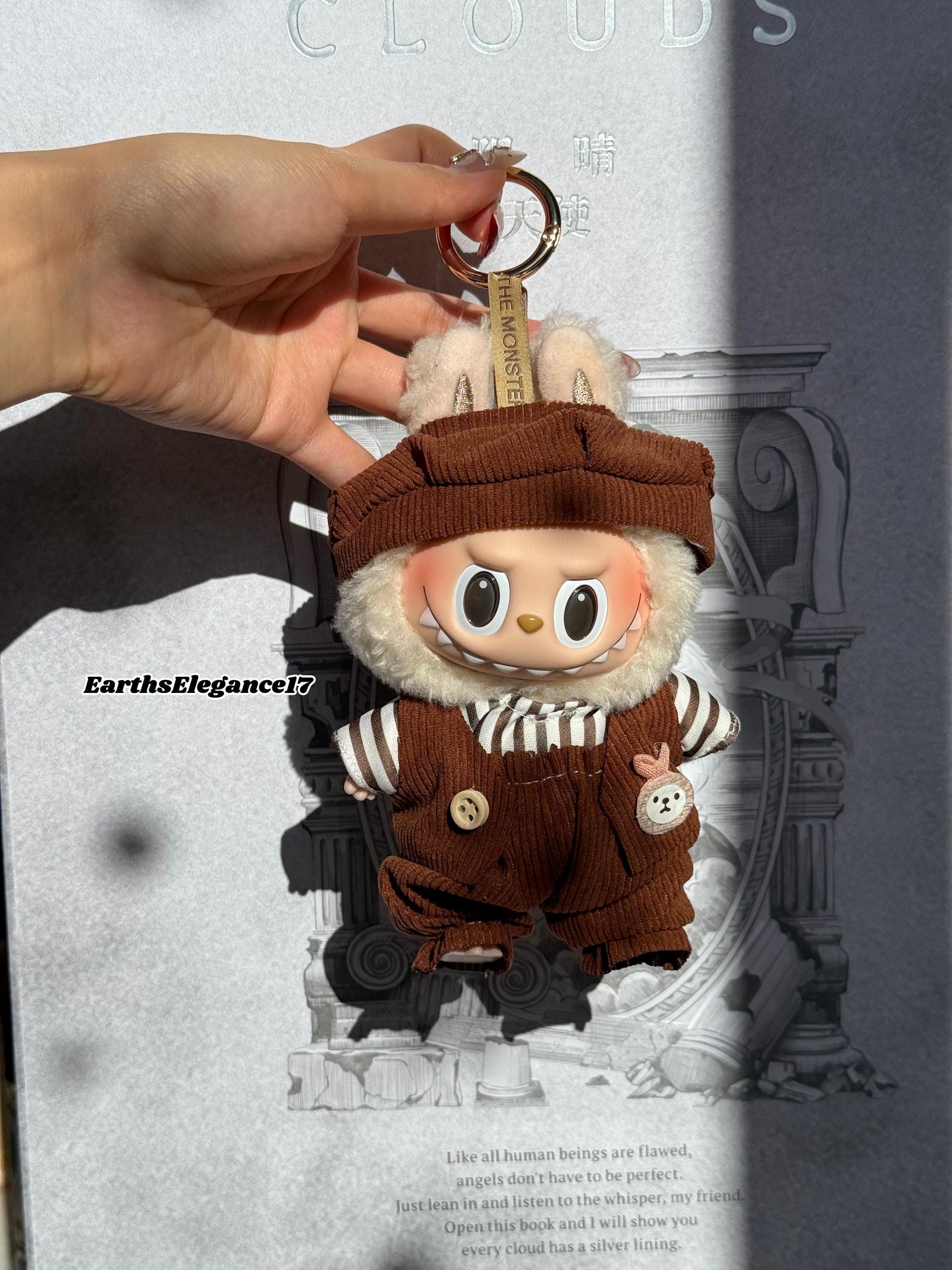 Handmade Labubu Doll Clothes – "Parisian Chic Set" 4-Piece Outfit Beret Hat, Striped Shirt, Vest & Pants Doll Fashion Gift| Labubu Outfits