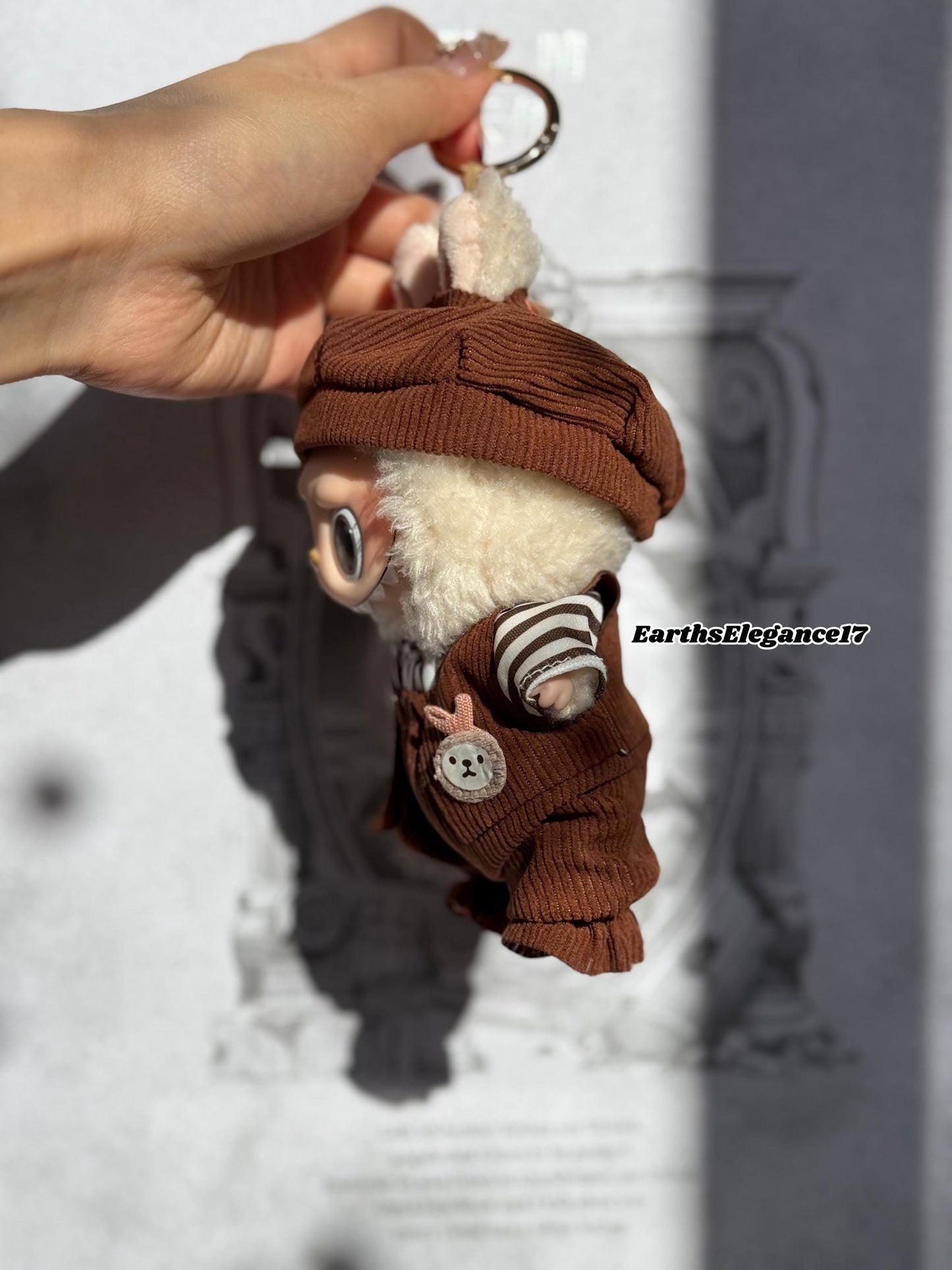 Handmade Labubu Doll Clothes – "Parisian Chic Set" 4-Piece Outfit Beret Hat, Striped Shirt, Vest & Pants Doll Fashion Gift| Labubu Outfits