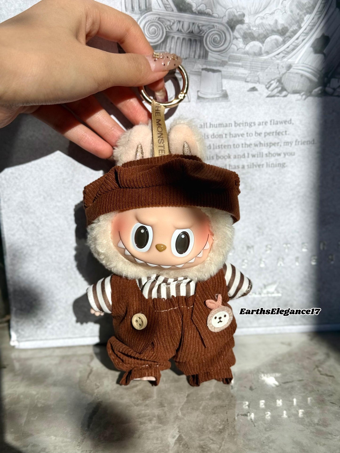 Handmade Labubu Doll Clothes – "Parisian Chic Set" 4-Piece Outfit Beret Hat, Striped Shirt, Vest & Pants Doll Fashion Gift| Labubu Outfits