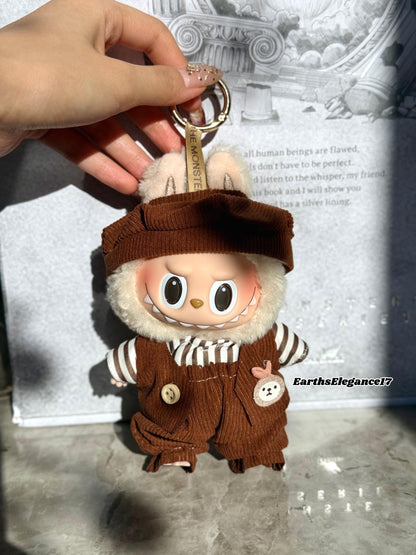 Handmade Labubu Doll Clothes – "Parisian Chic Set" 4-Piece Outfit Beret Hat, Striped Shirt, Vest & Pants Doll Fashion Gift| Labubu Outfits