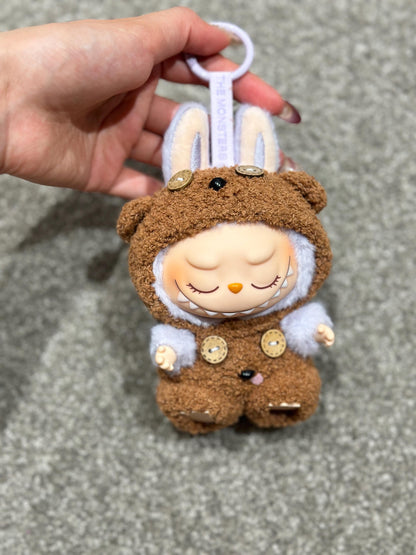 Handmade Crochet Minions Bob’s Tim Outfit for Have A Seat Labubu |Crochet Labubu Clothes | Kawaii Gift For Labubu Lovers|17cm Doll Clothes
