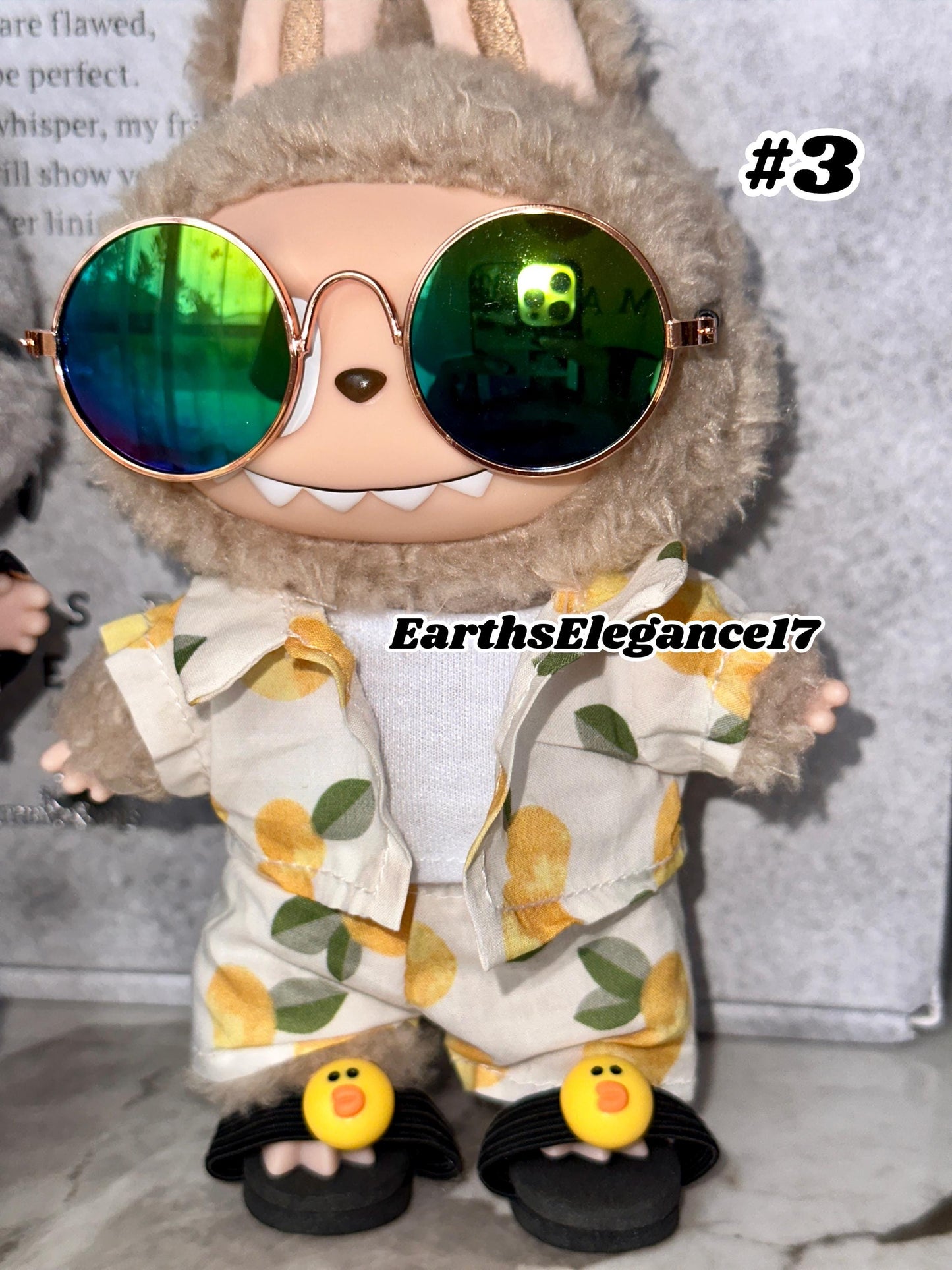 Handmade Labubu Beach Outfits | 3 Labubu Beach Bros| Tropical Summer Doll Clothes Set with Duck Slides & Accessories | 3 Pattern Options