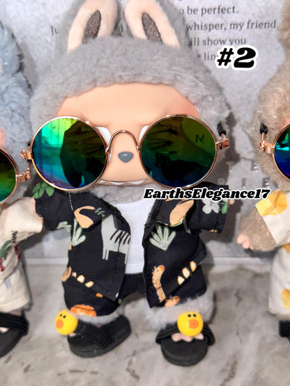 Handmade Labubu Beach Outfits | 3 Labubu Beach Bros| Tropical Summer Doll Clothes Set with Duck Slides & Accessories | 3 Pattern Options