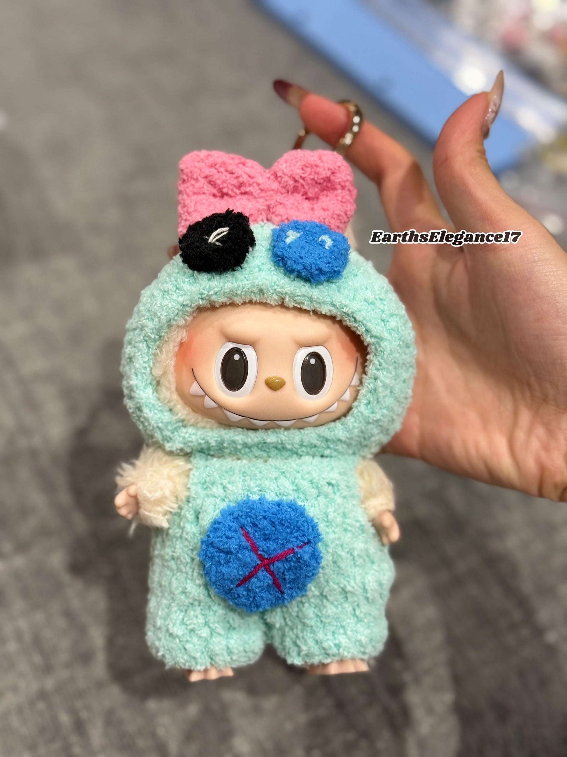 Handmade Crochet 'Stitch Scrump' Outfit for Macaron Labubu | Crochet Macaron Labubu Clothes Bag Charm | Kawaii Gift For Labubu Lovers