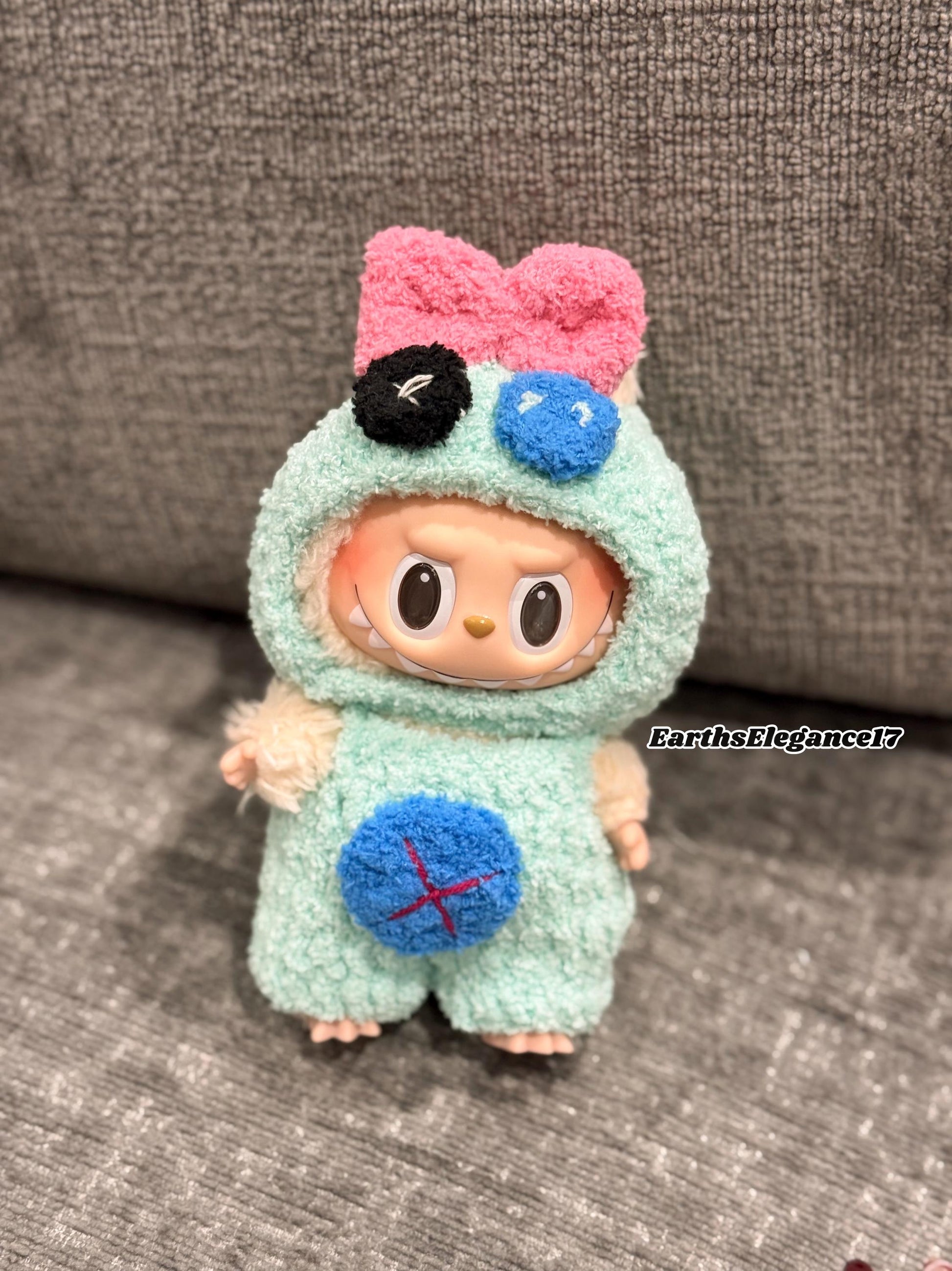 Handmade Crochet 'Stitch Scrump' Outfit for Macaron Labubu | Crochet Macaron Labubu Clothes Bag Charm | Kawaii Gift For Labubu Lovers