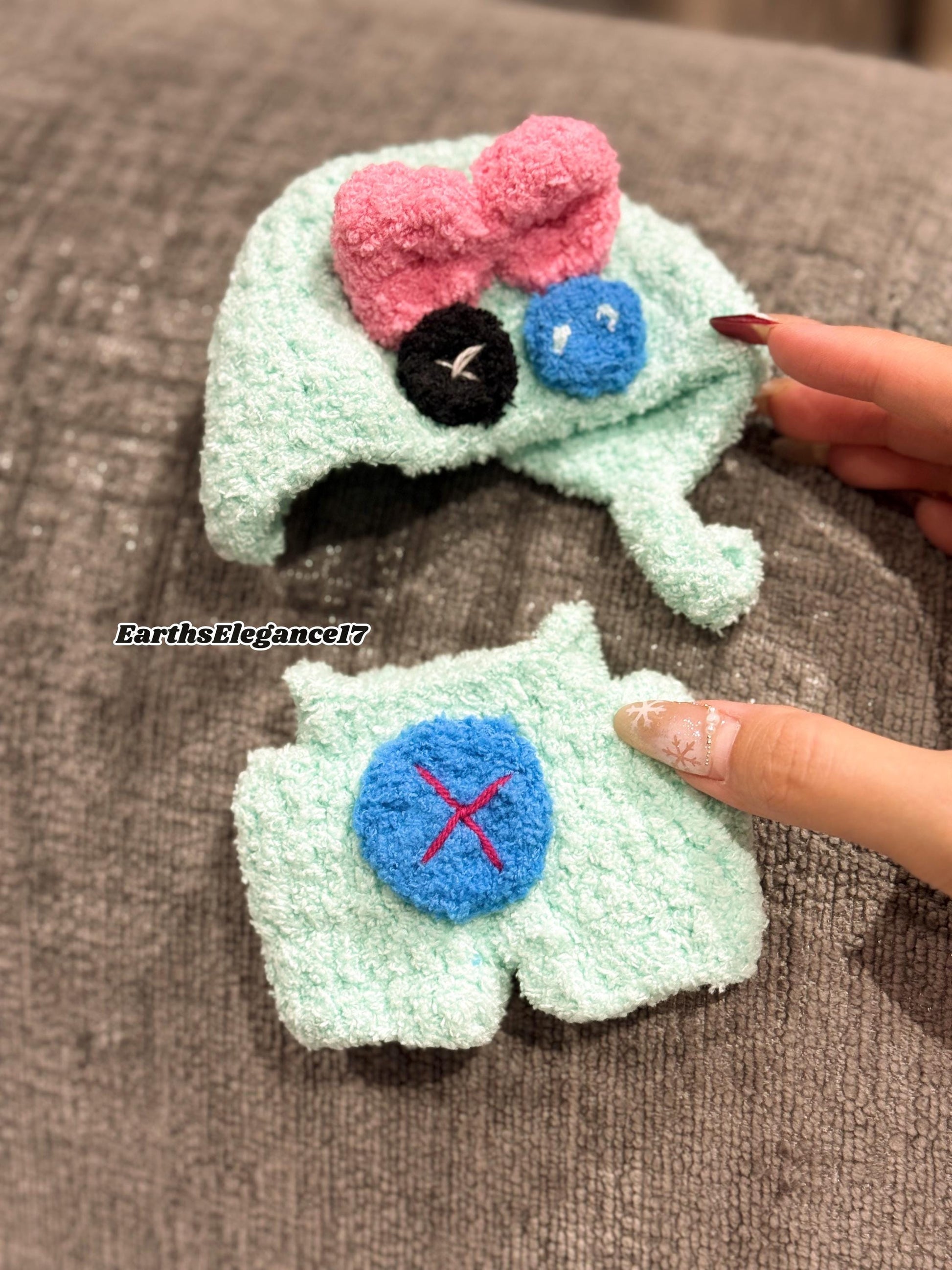 Handmade Crochet 'Stitch Scrump' Outfit for Macaron Labubu | Crochet Macaron Labubu Clothes Bag Charm | Kawaii Gift For Labubu Lovers