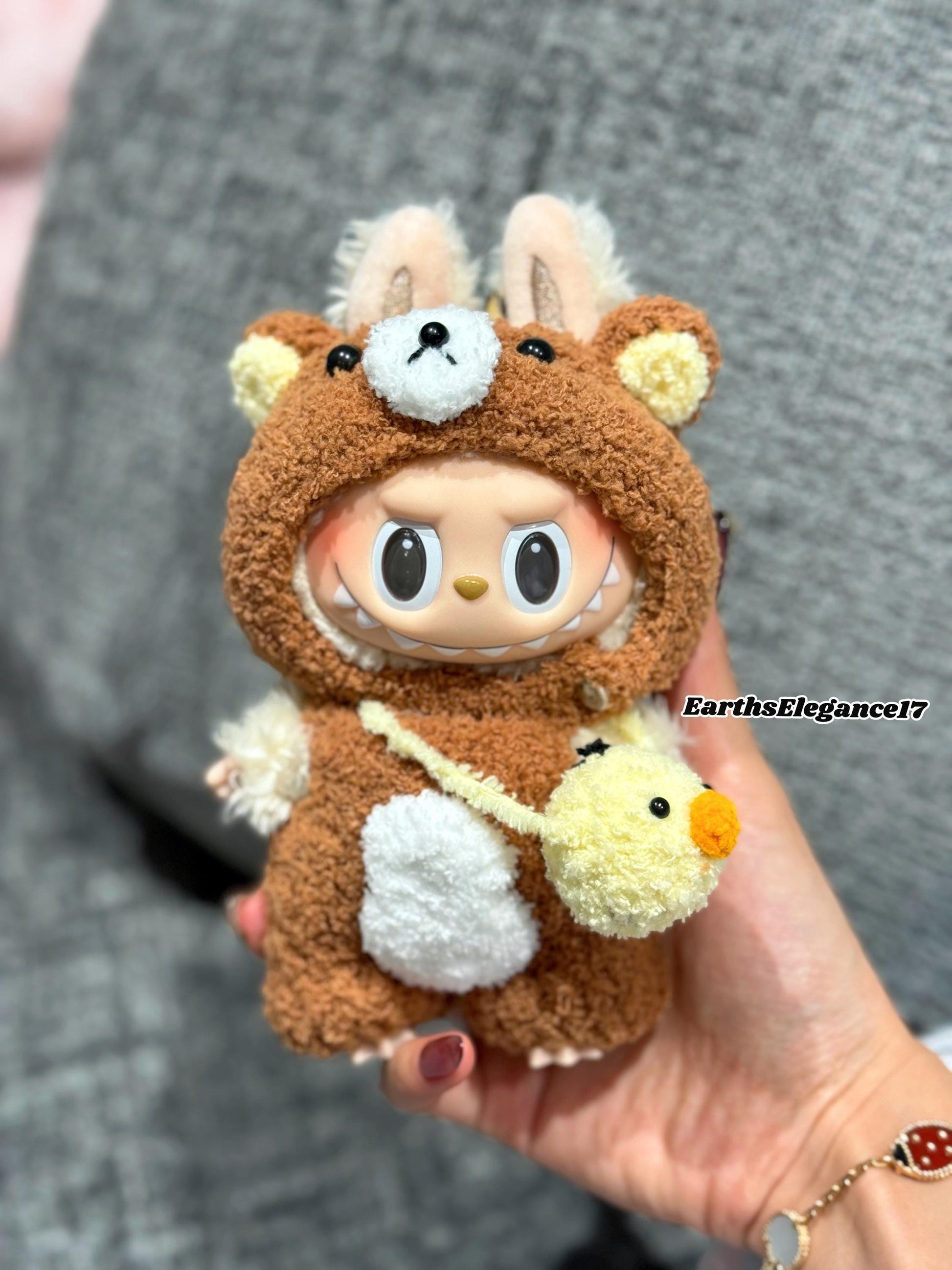 Handmade Crochet Rilakkuma Macaron Labubu Outfit | Crochet Macaron Labubu Clothes | Kawaii Gift For Labubu Lovers| Plush Doll Clothes 17cm