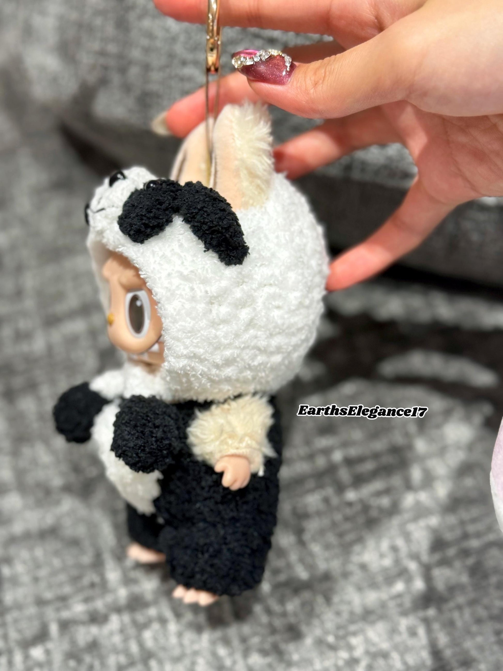 Handmade Crochet Panda Doll Outfit for Macaron Labubu | Crochet Macaron Labubu Clothes | Kawaii Gift For Labubu Lovers