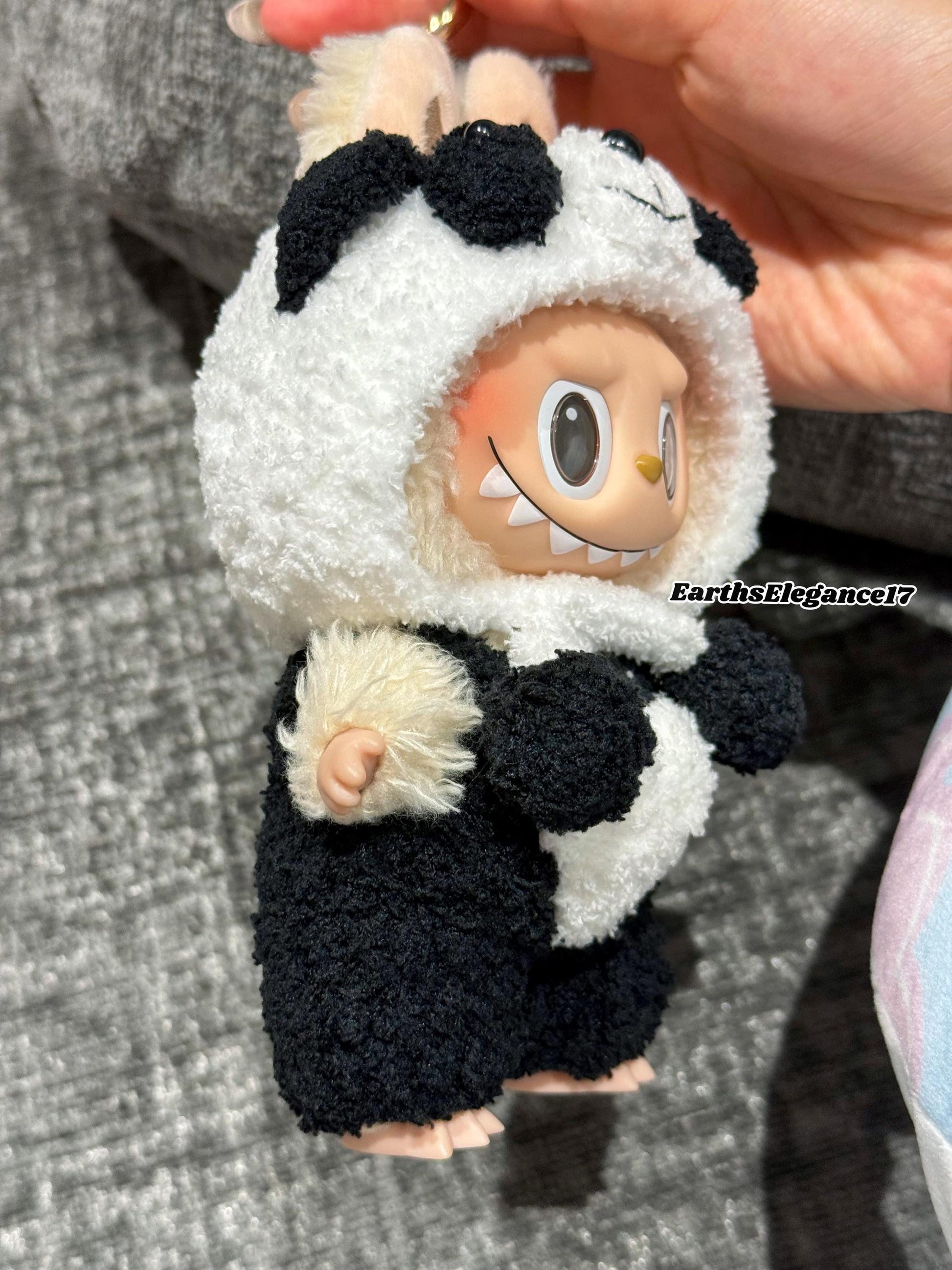 Handmade Crochet Panda Doll Outfit for Macaron Labubu | Crochet Macaron Labubu Clothes | Kawaii Gift For Labubu Lovers