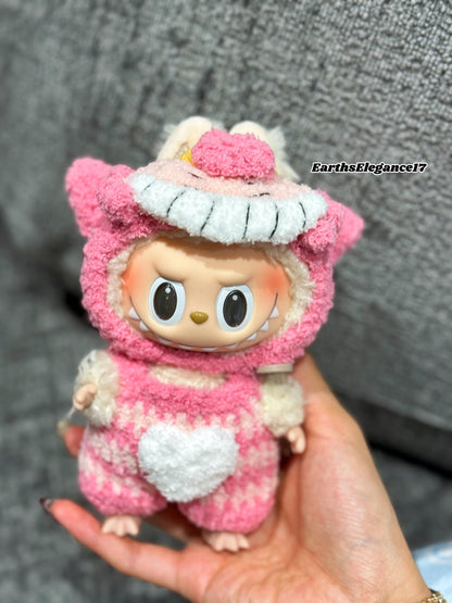 Handmade Crochet Alice In Wonderland Cheshire Cat Outfit for Macaron Labubu|Crochet Macaron Labubu Clothes | Kawaii Gift For Labubu Lovers