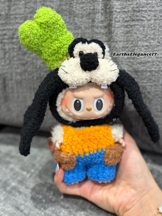Handmade Crochet Goofy & Pluto Crochet Labubu Outfit | Crochet Macaron Labubu Clothes | Kawaii Gift For Labubu Lovers|Clothes for 17cm Dolls