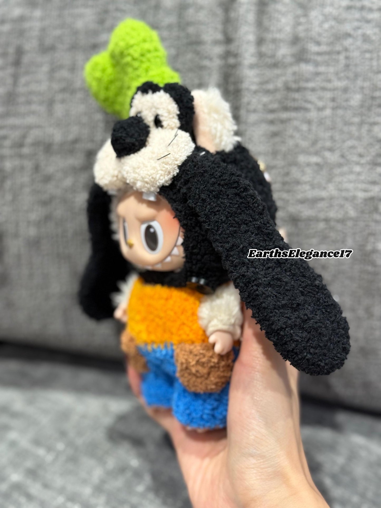 Handmade Crochet Goofy & Pluto Crochet Labubu Outfit | Crochet Macaron Labubu Clothes | Kawaii Gift For Labubu Lovers|Clothes for 17cm Dolls