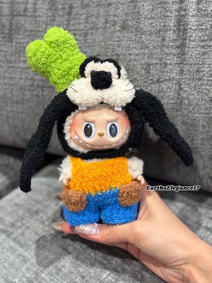 Handmade Crochet Goofy & Pluto Crochet Labubu Outfit | Crochet Macaron Labubu Clothes | Kawaii Gift For Labubu Lovers|Clothes for 17cm Dolls