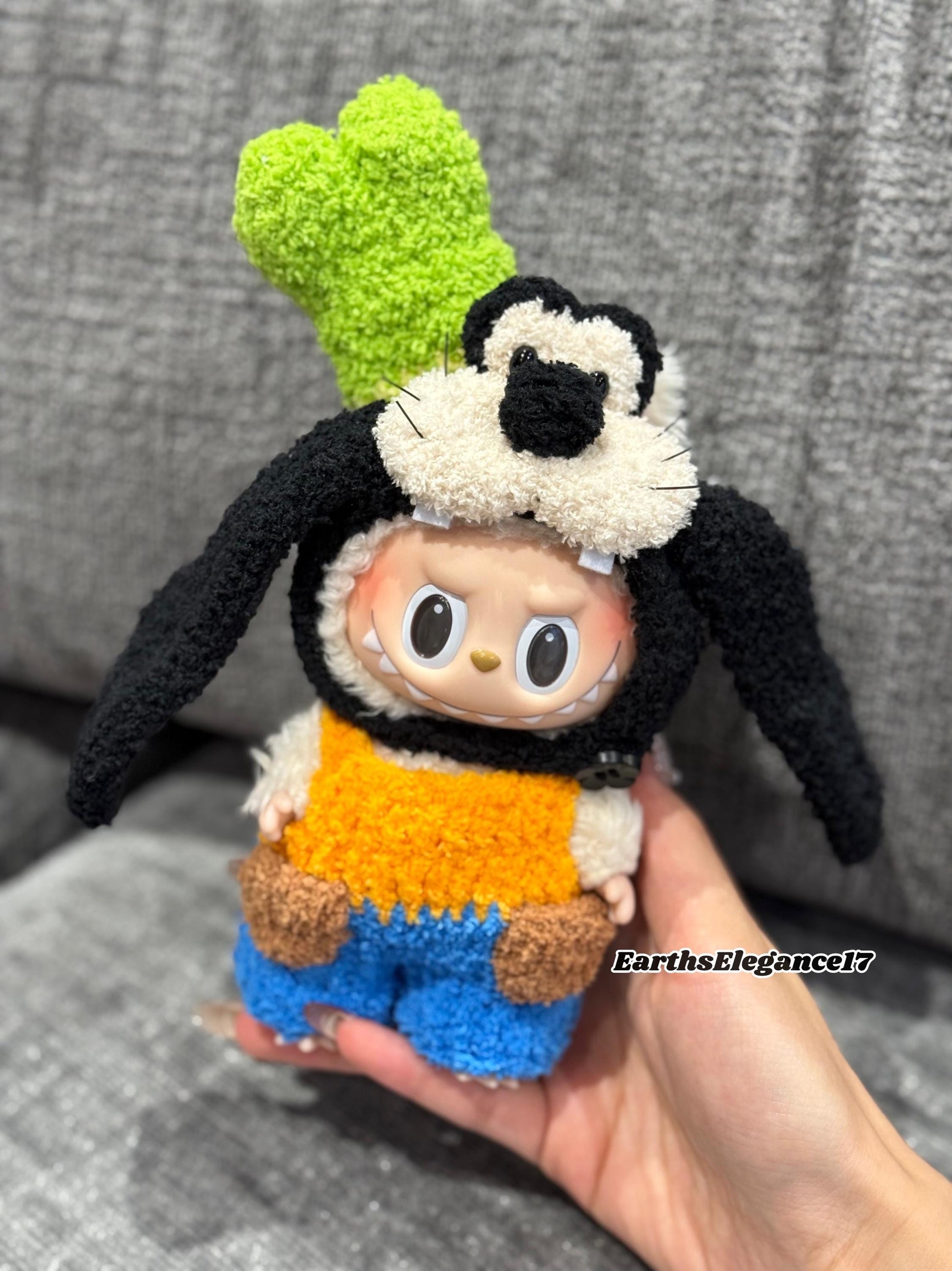 Handmade Crochet Goofy & Pluto Crochet Labubu Outfit | Crochet Macaron Labubu Clothes | Kawaii Gift For Labubu Lovers|Clothes for 17cm Dolls