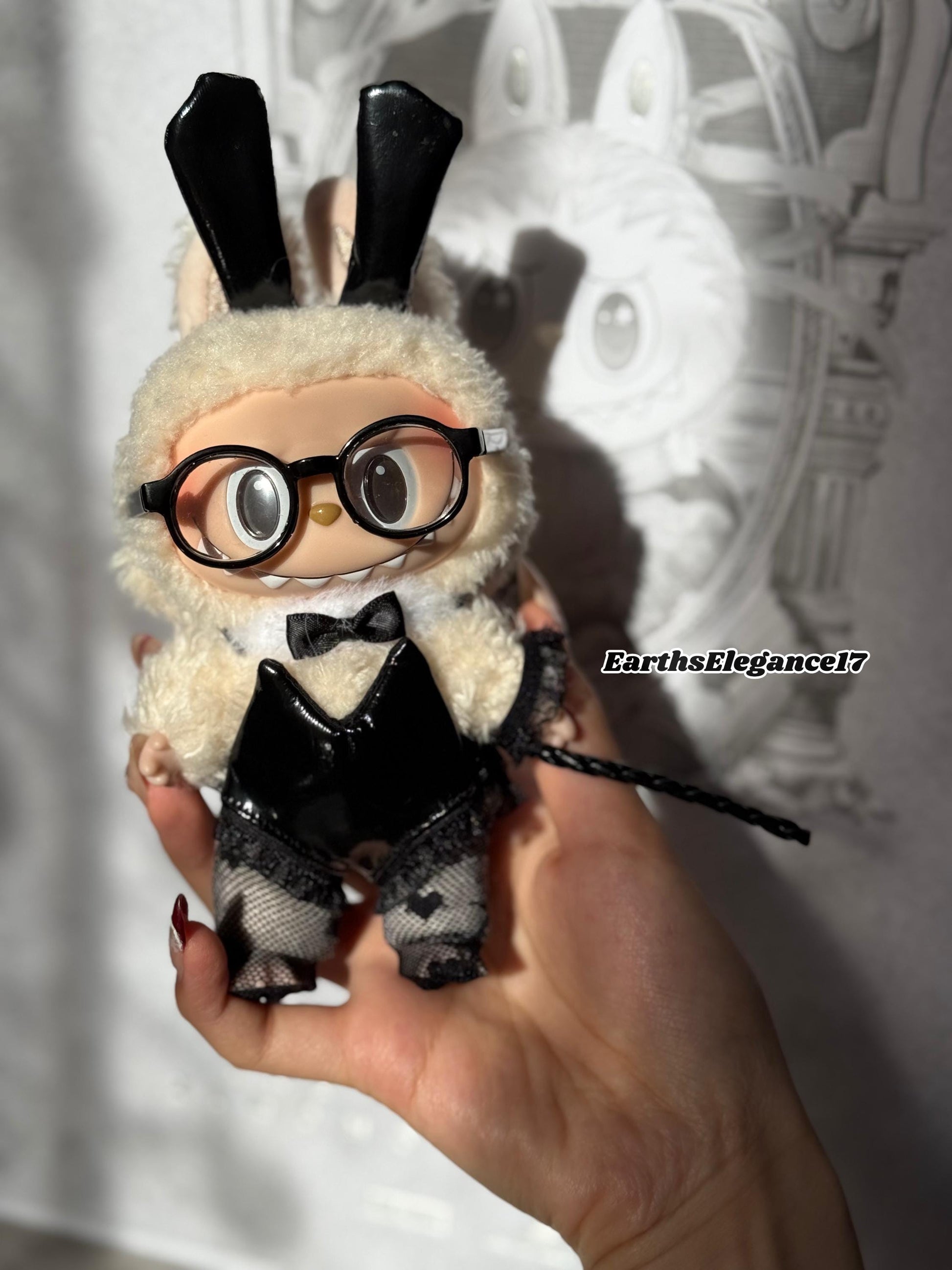 Handmade Labubu Bunny-Themed Doll Costume Set - Sexy Bunny Girl Style - 6 Pcs: Headband, Bodysuit, Stockings, Choker- Fits Labubu Dolls