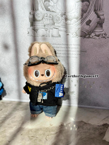 Handmade Labubu Swaggy Rapper Outfit | Labubu Clothes |Handcrafted Hoodie, Goggles, Chain Necklace | Unique Streetwear Style for Collectors