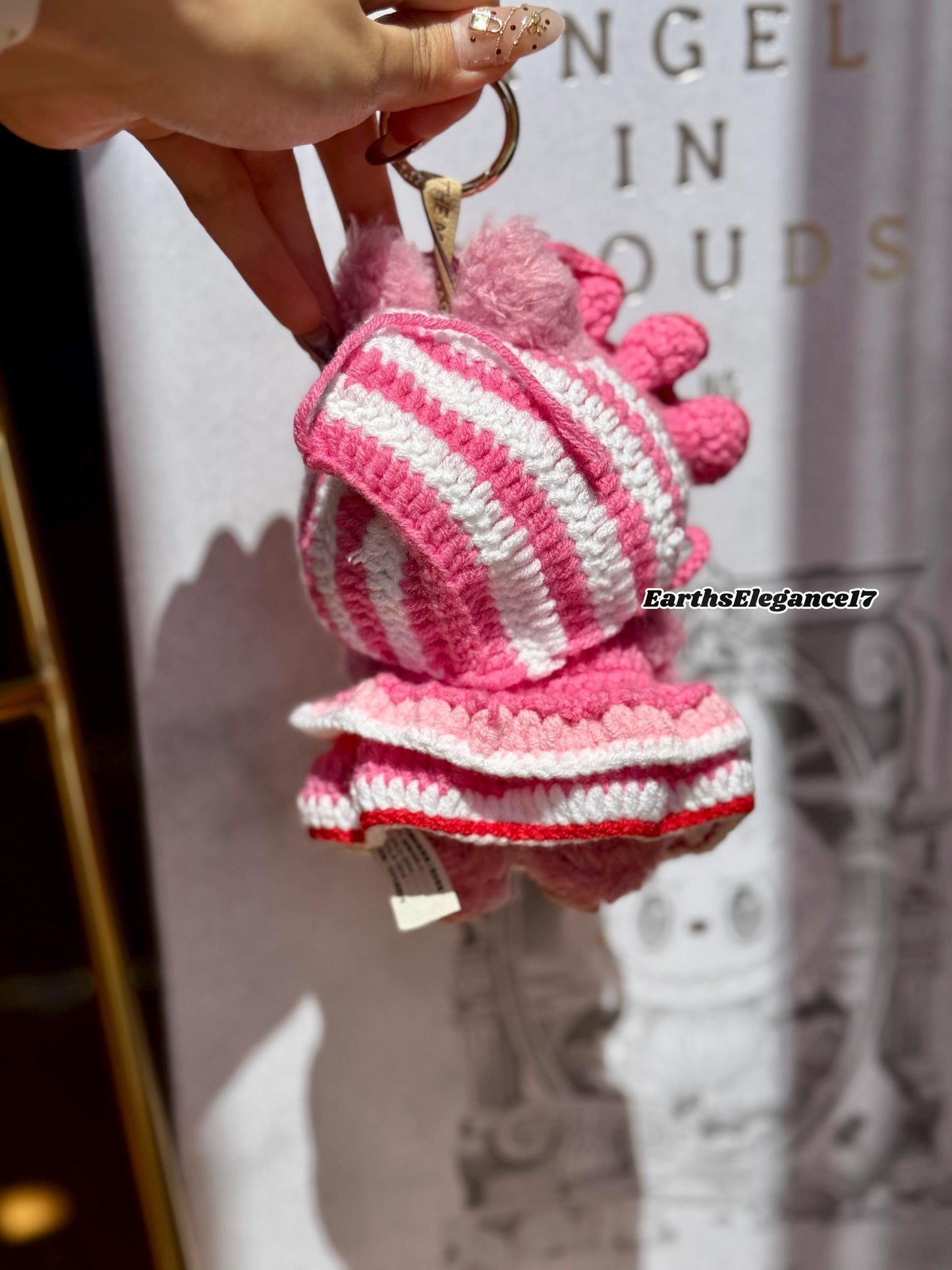Handcrafted Crochet Labubu Outfit Keychain - Royal Medieval Style |Pink & Red Layered Dress | Cute Collectible Gift Idea| Labubu Clothes