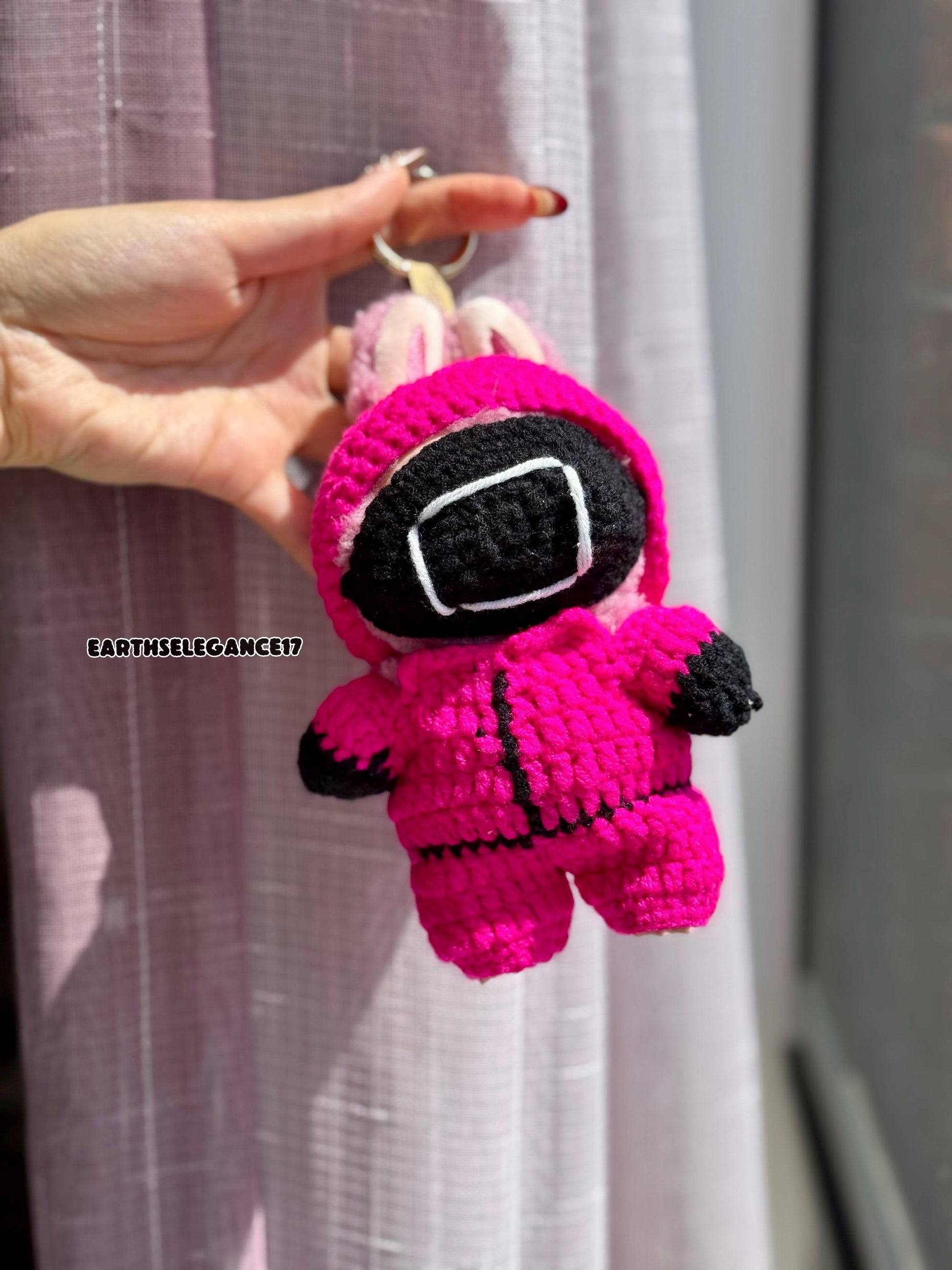 Handmade Crochet Labubu Outfit - Squid Game Guard-Inspired Labubu Clothes Outfit| Square Helmet | K-Drama Fan Gift & Collectible Accessory
