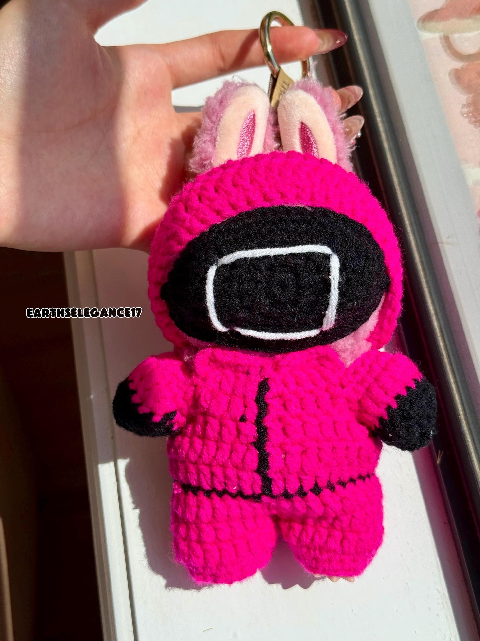 Handmade Crochet Labubu Outfit - Squid Game Guard-Inspired Labubu Clothes Outfit| Square Helmet | K-Drama Fan Gift & Collectible Accessory