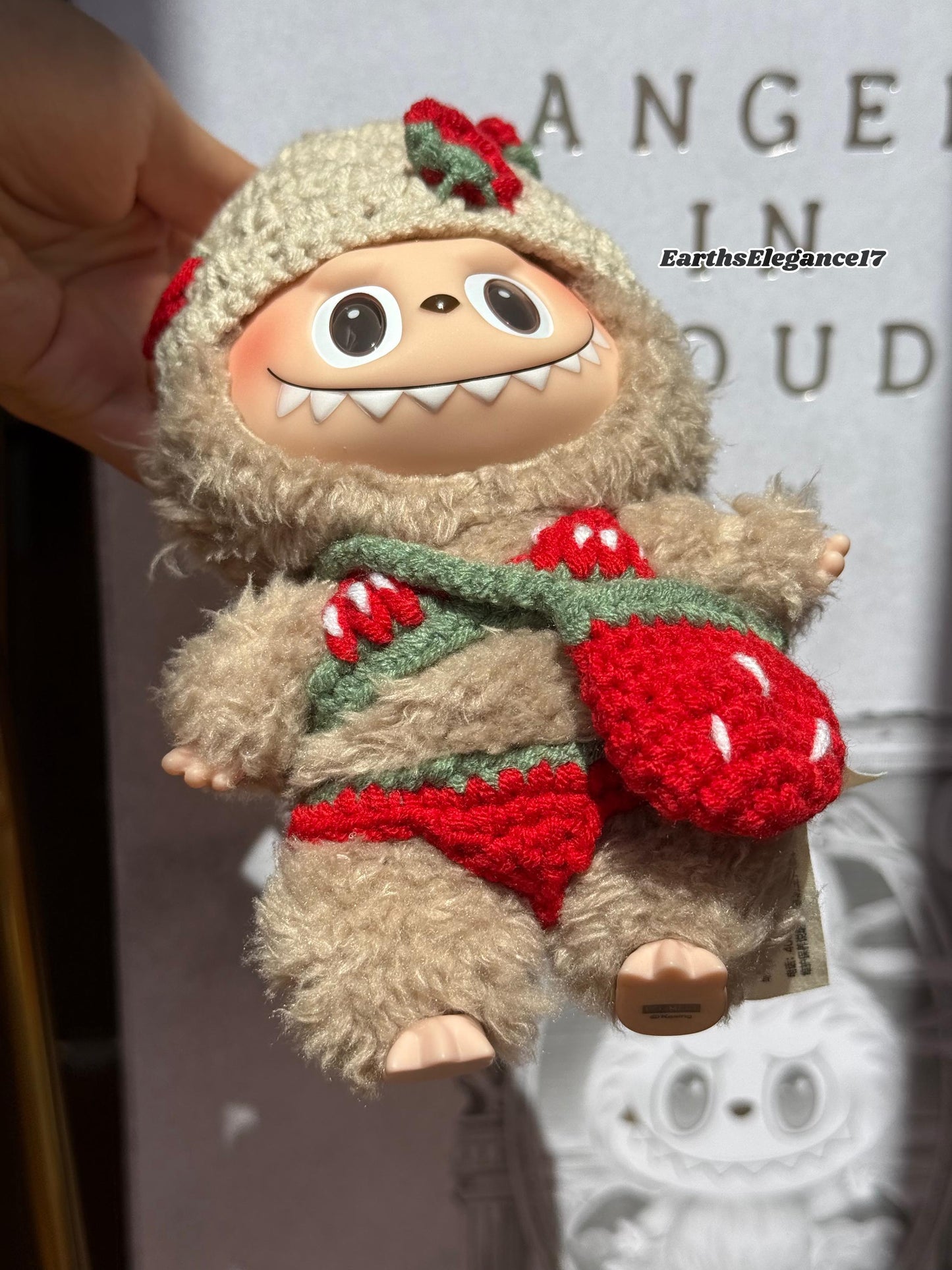 Handmade Strawberry Bikini Set for Labubu | Cute Strawberry Bag & Beanie | Adorable Crochet Labubu Outfit for Collectors