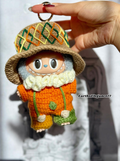 Handmade Crochet Labubu Duke Outfit – Royal Doll Clothes with Hat, Collar & Bodysuit | Cute Labubu Accessories for Collectors|Labubu Clothes