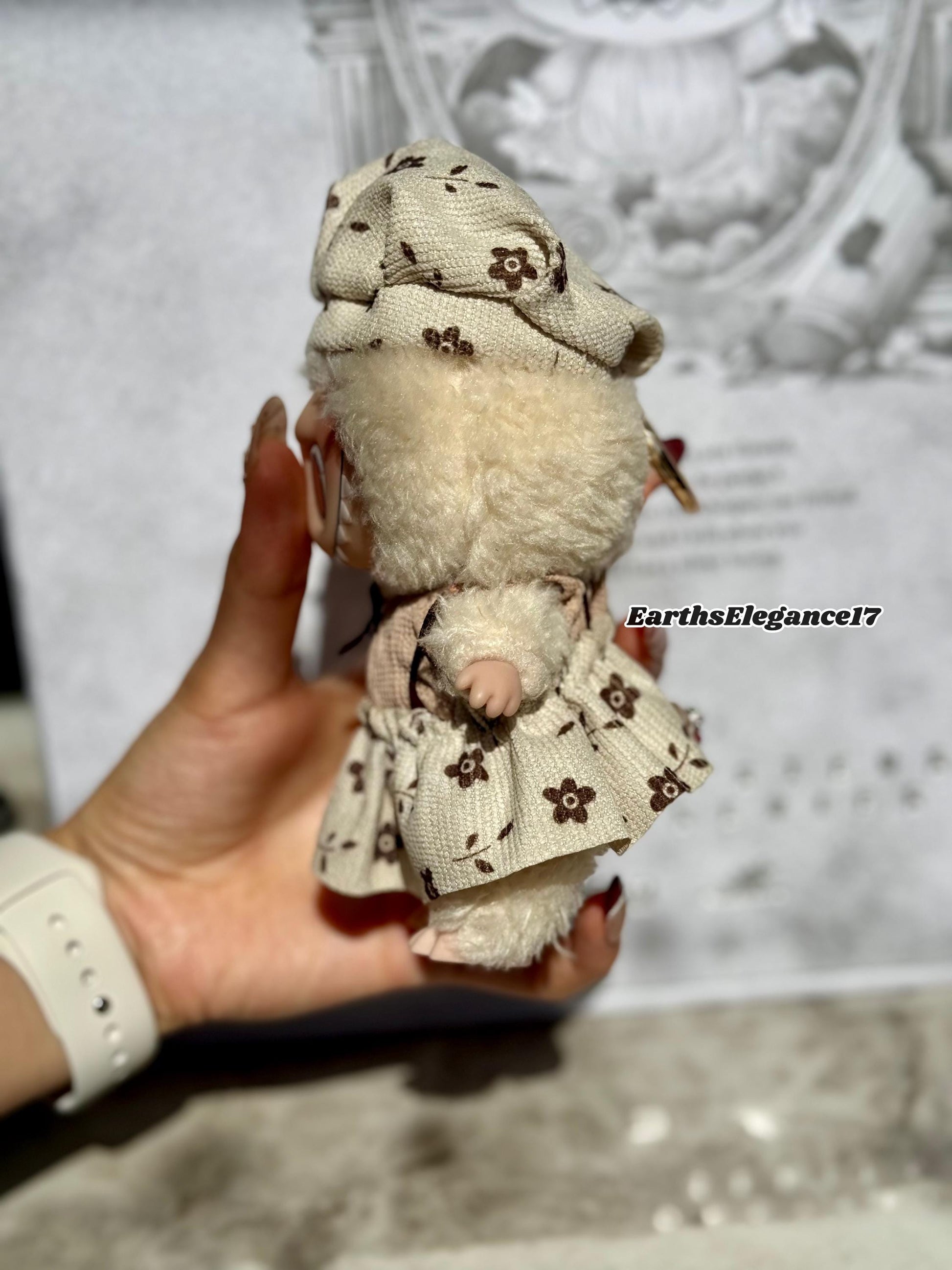 Handmade Vintage Floral Labubu Clothes Outfits –Cute Lady Style Dress Set for 17cm Labubu Keychain | Doll Accessories | Labubu Clothing Gift