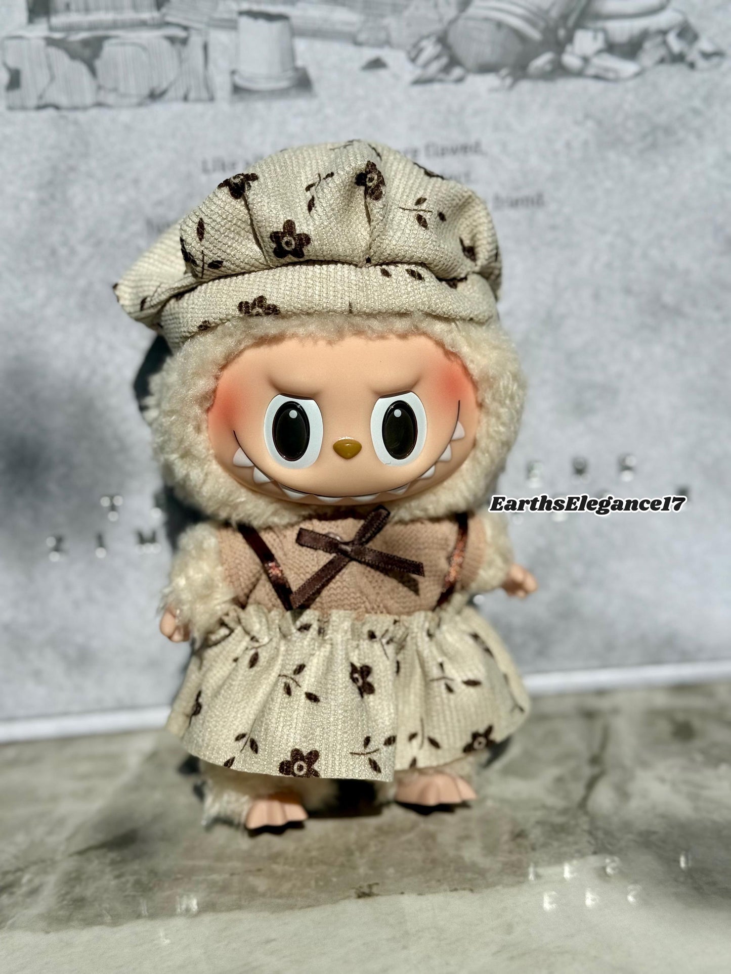 Handmade Vintage Floral Labubu Clothes Outfits –Cute Lady Style Dress Set for 17cm Labubu Keychain | Doll Accessories | Labubu Clothing Gift