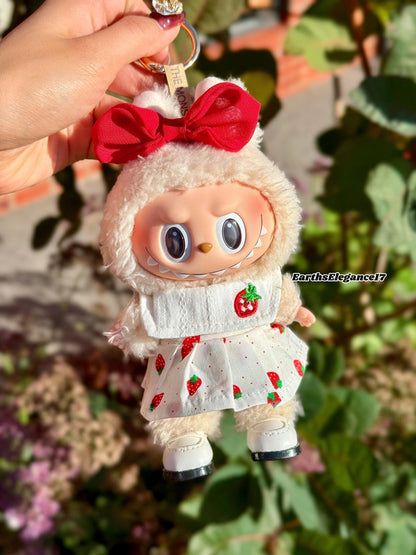 Handmade Labubu Outfit Strawberry Dress Set | Labubu Clothes, Accessories & Shoes | Custom Doll Fashion | Labubu OOTD|Labubu Dresses Gift
