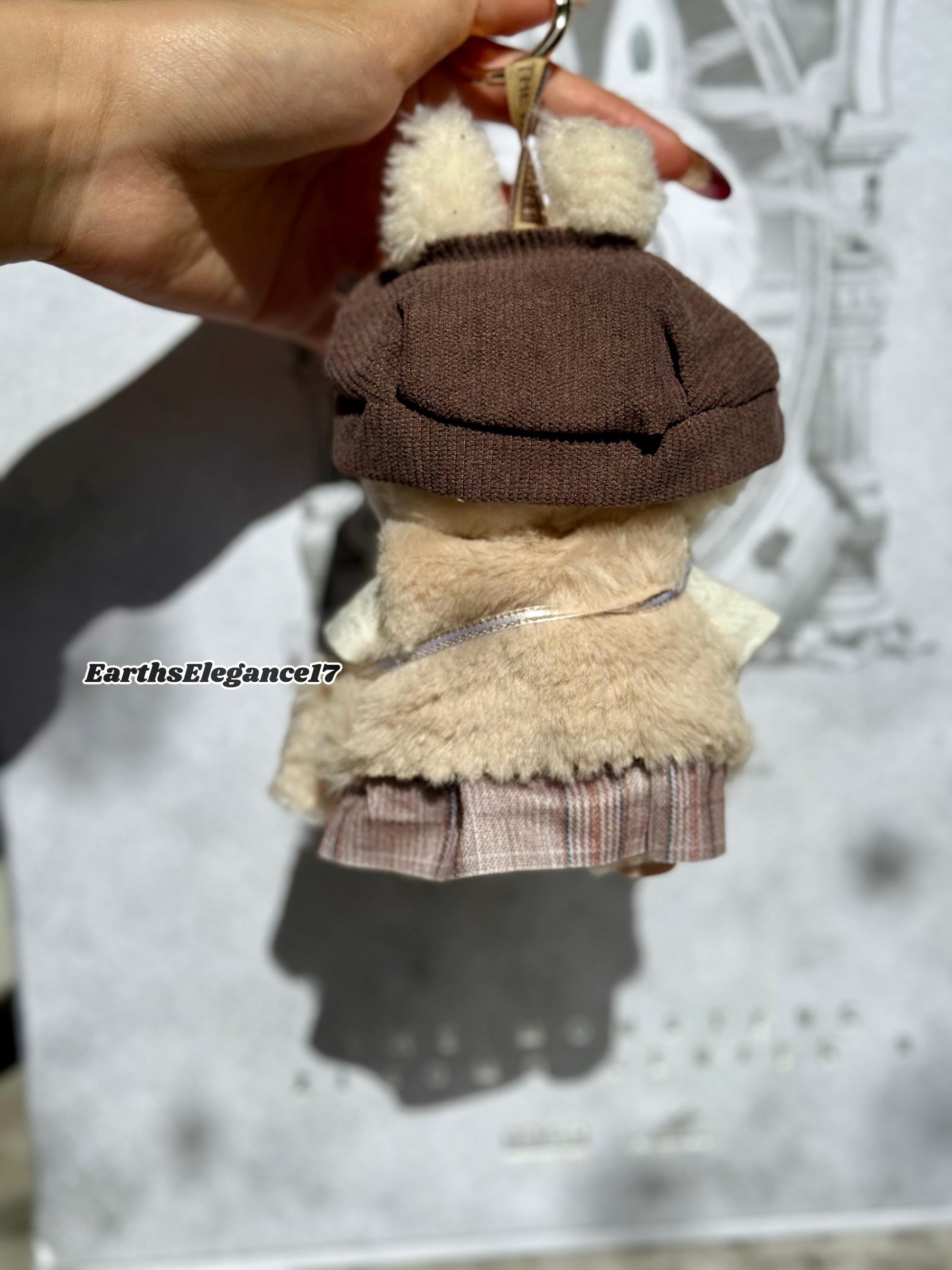 Handmade Chic Labubu Couture 5-Piece Faux Fur & Checkered Outfit for Have A Seat Macaron Labubu Dolls| Labubu Lady Dresses|Labubu Outfits