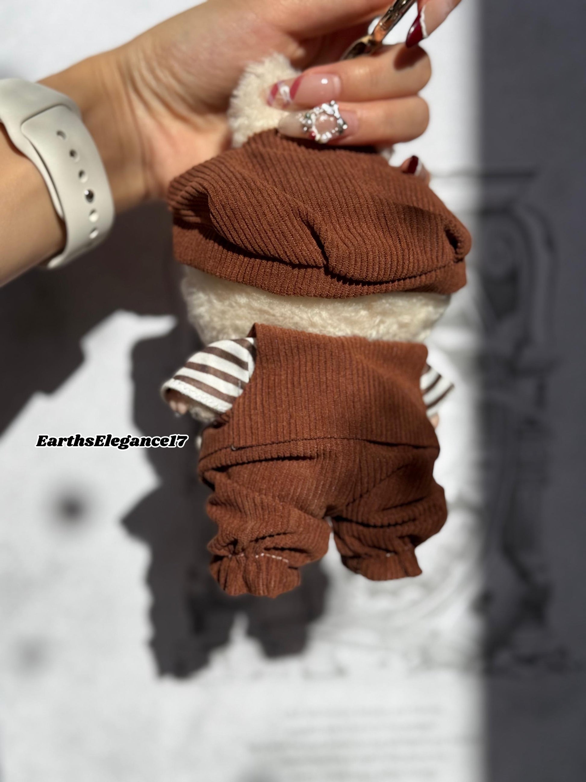 Handmade Labubu Doll Clothes – "Parisian Chic Set" 4-Piece Outfit Beret Hat, Striped Shirt, Vest & Pants Doll Fashion Gift| Labubu Outfits