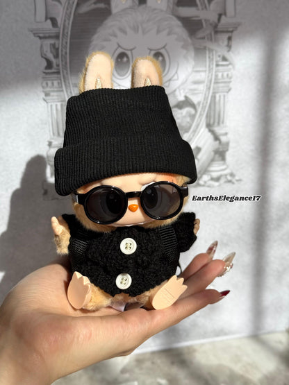 Handmade Swaggy Labubu Outfit | 4-Piece Cool Guy Rapper Set:Beanie Cardigan Backpack Sunglasses| Custom Doll Charm Accessory| Labubu Outfits
