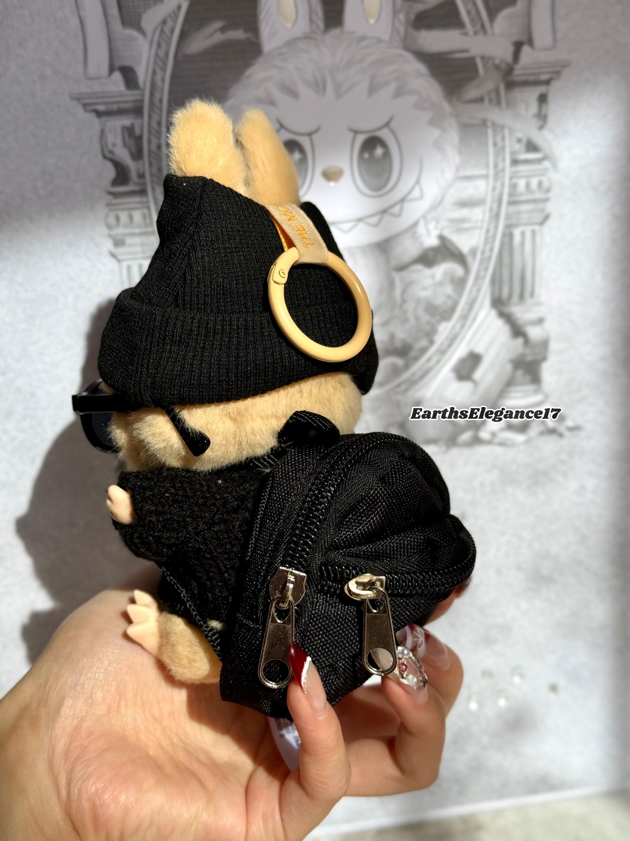 Swaggy Labubu Outfit|Rapper Set: Beanie Cardigan Backpack Sunglasses ...