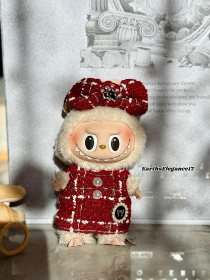 Handmade Labubu Tweed Dress | Classic & Cape Styles | Elegant Miniature Labubu Fashion Labubu Clothes| Labubu Doll Outfit Gift