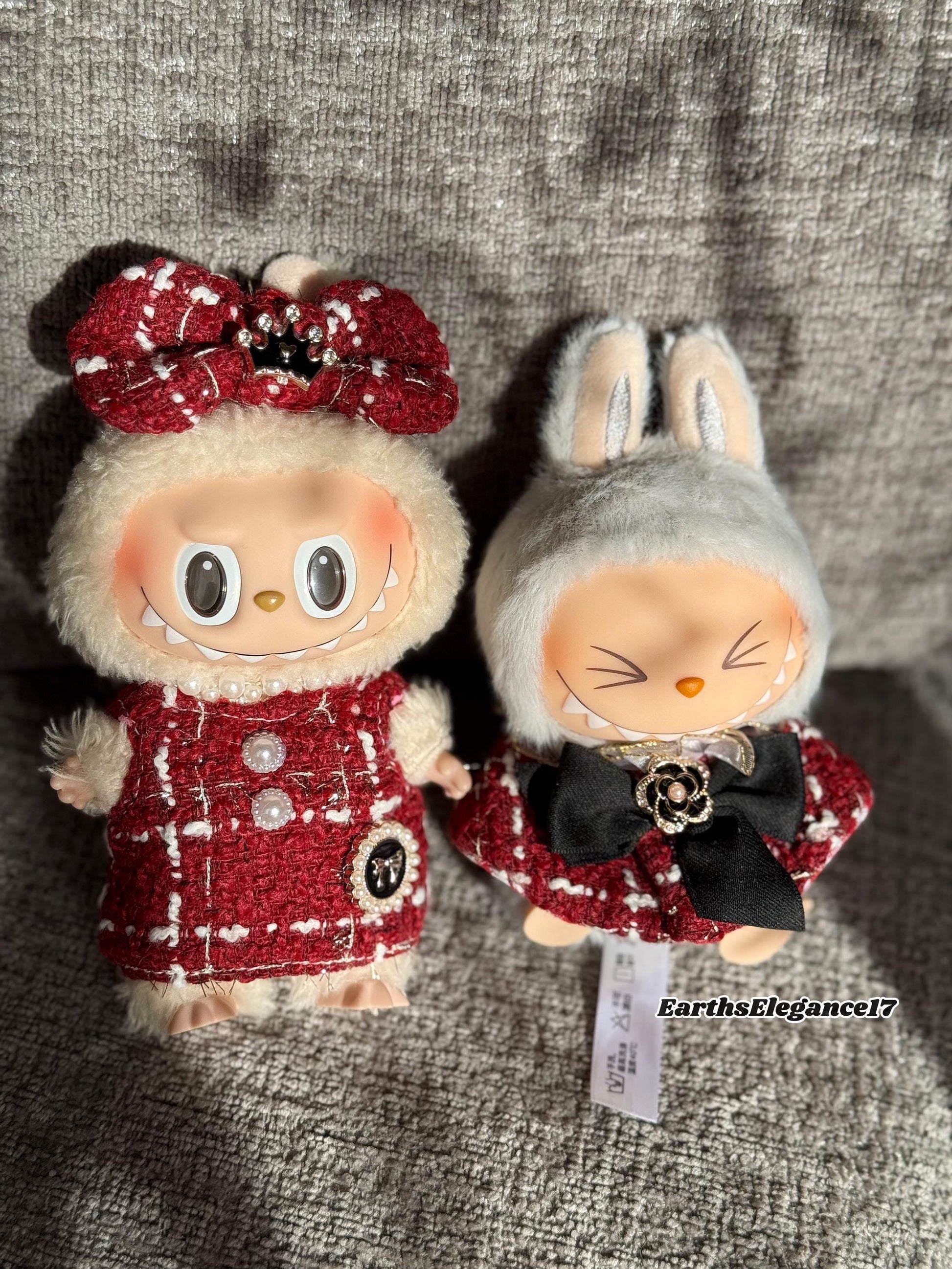 Handmade Labubu Tweed Dress | Classic & Cape Styles | Elegant Miniature Labubu Fashion Labubu Clothes| Labubu Doll Outfit Gift