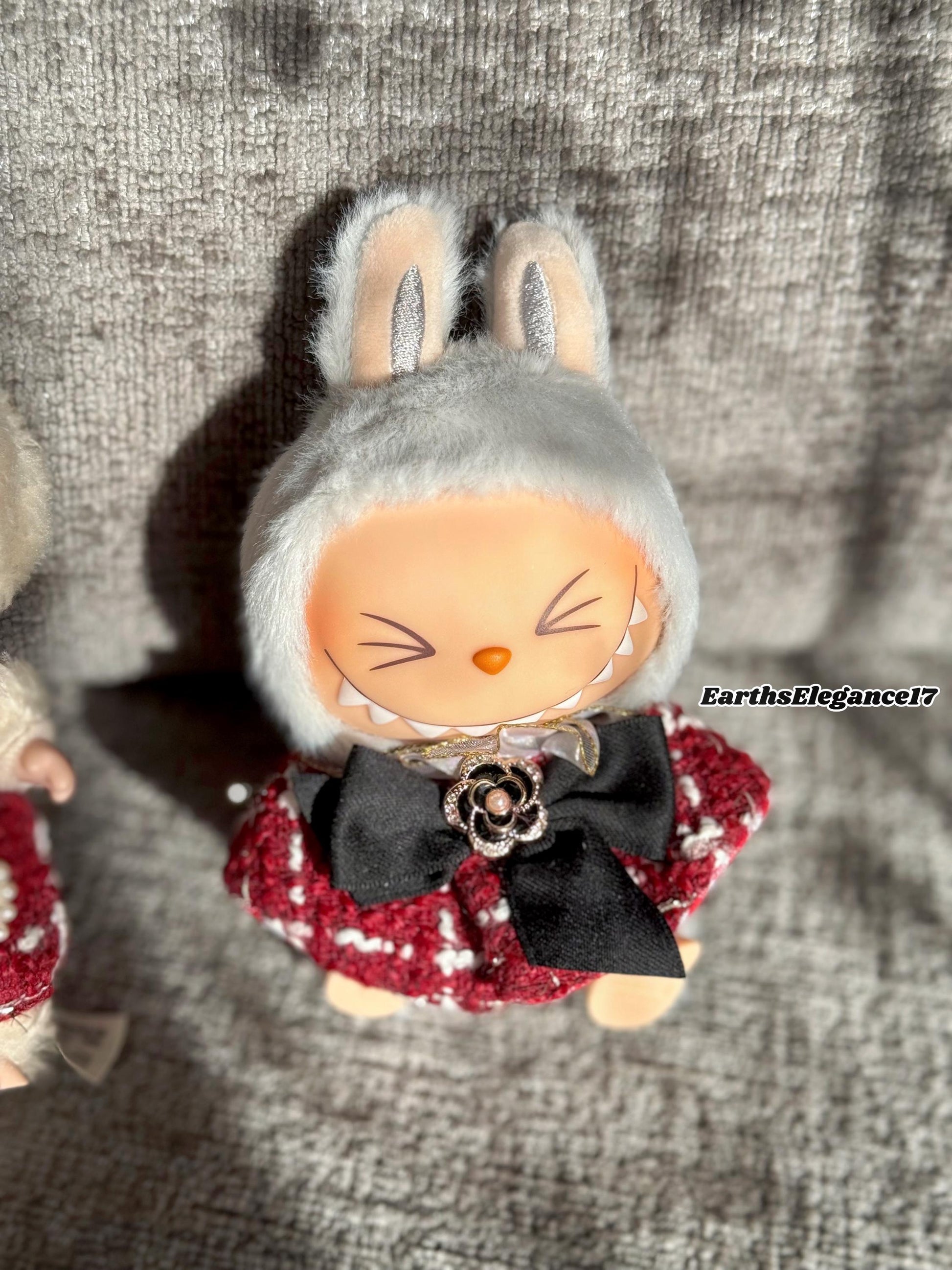 Handmade Labubu Tweed Dress | Classic & Cape Styles | Elegant Miniature Labubu Fashion Labubu Clothes| Labubu Doll Outfit Gift