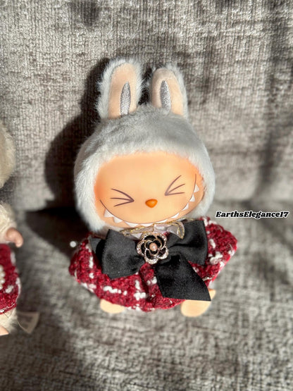 Handmade Labubu Tweed Dress | Classic & Cape Styles | Elegant Miniature Labubu Fashion Labubu Clothes| Labubu Doll Outfit Gift