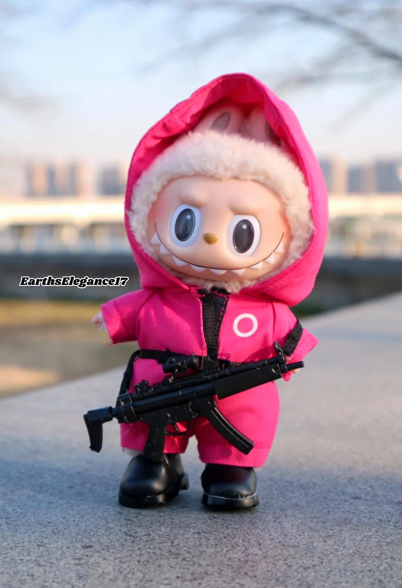 Handmade Labubu Pink Guard and Contestant Cosplay Costumes – Inspired by Popular Korean Drama| Labubu Keychain Clothes| Gift For Her| Doll