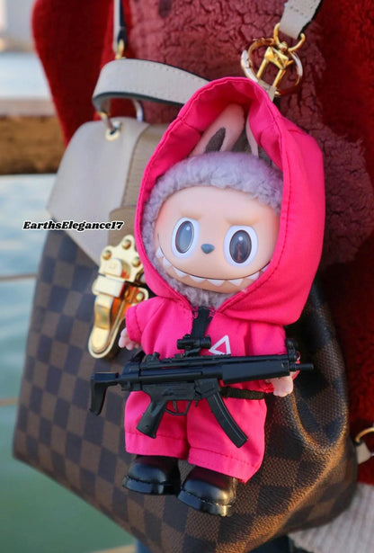 Handmade Labubu Pink Guard and Contestant Cosplay Costumes – Inspired by Popular Korean Drama| Labubu Keychain Clothes| Gift For Her| Doll