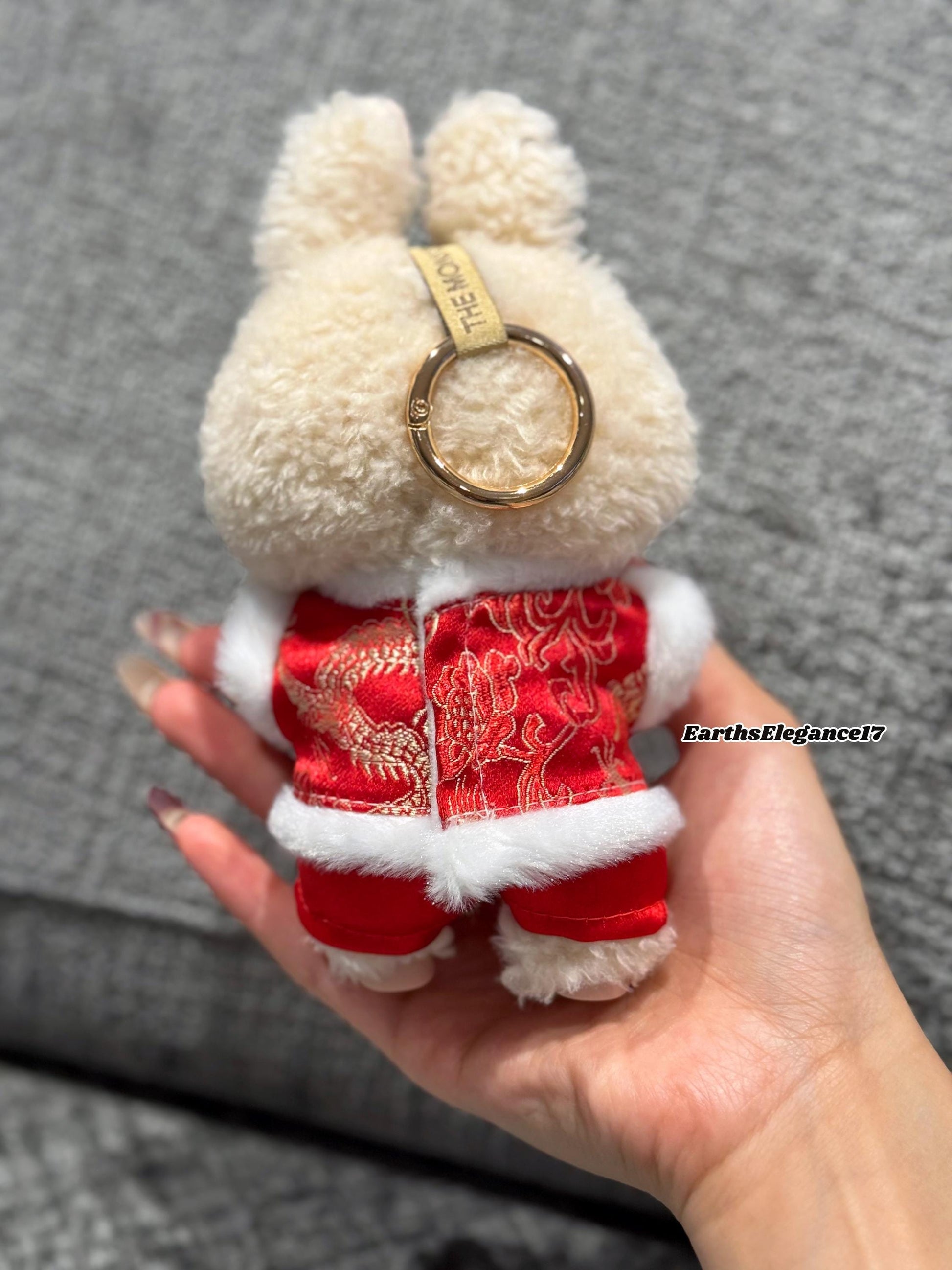 Handmade Chinese New Year Labubu Outfit Red & Gold Traditional Style w/ Faux Fur Trim |Tang-Inspired Dragon Print 2-Piece Set|Labubu Clothes