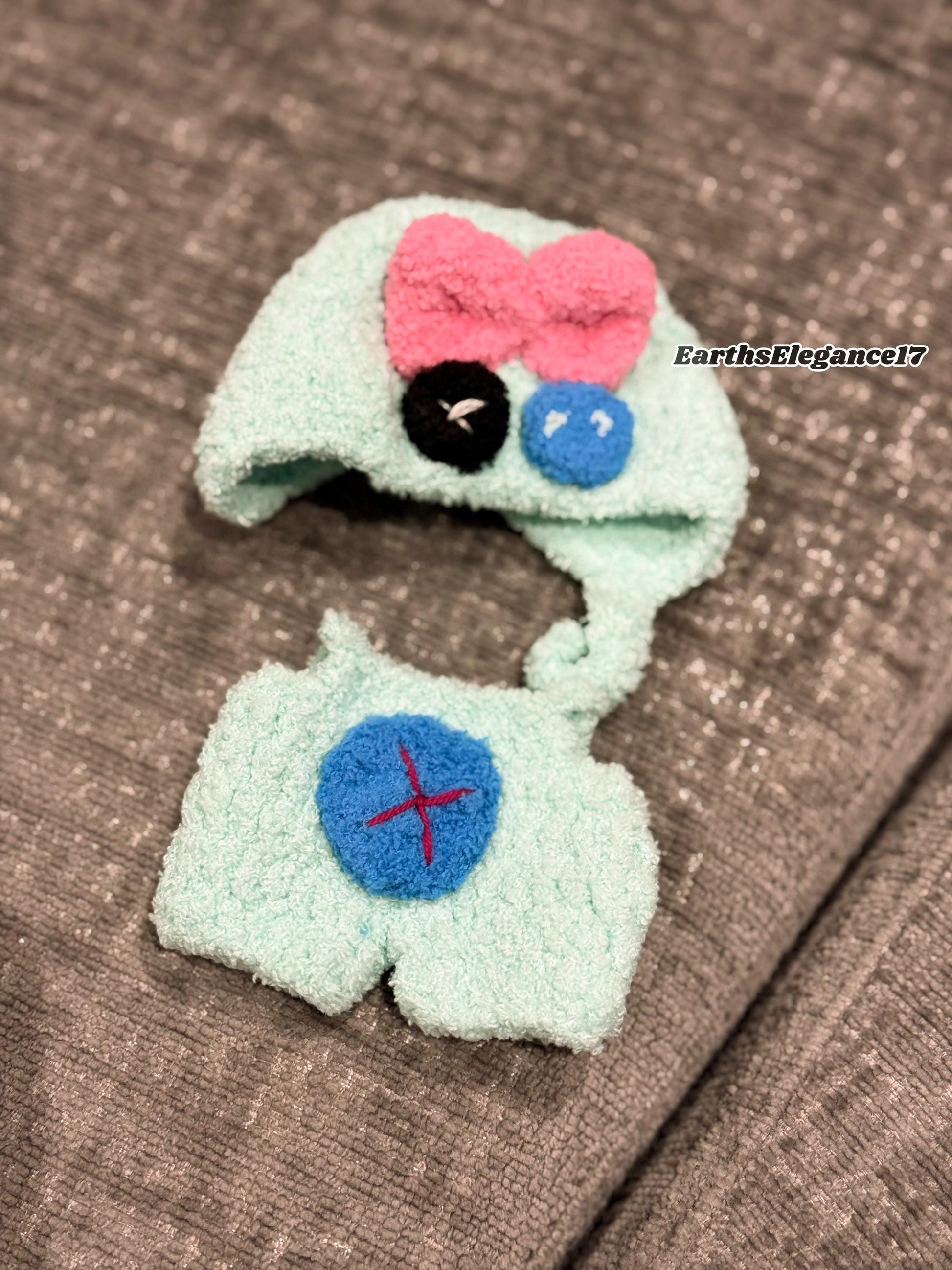 Handmade Crochet 'Stitch Scrump' Outfit for Macaron Labubu | Crochet Macaron Labubu Clothes Bag Charm | Kawaii Gift For Labubu Lovers