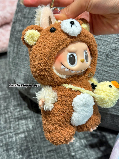 Handmade Crochet Rilakkuma Macaron Labubu Outfit | Crochet Macaron Labubu Clothes | Kawaii Gift For Labubu Lovers| Plush Doll Clothes 17cm