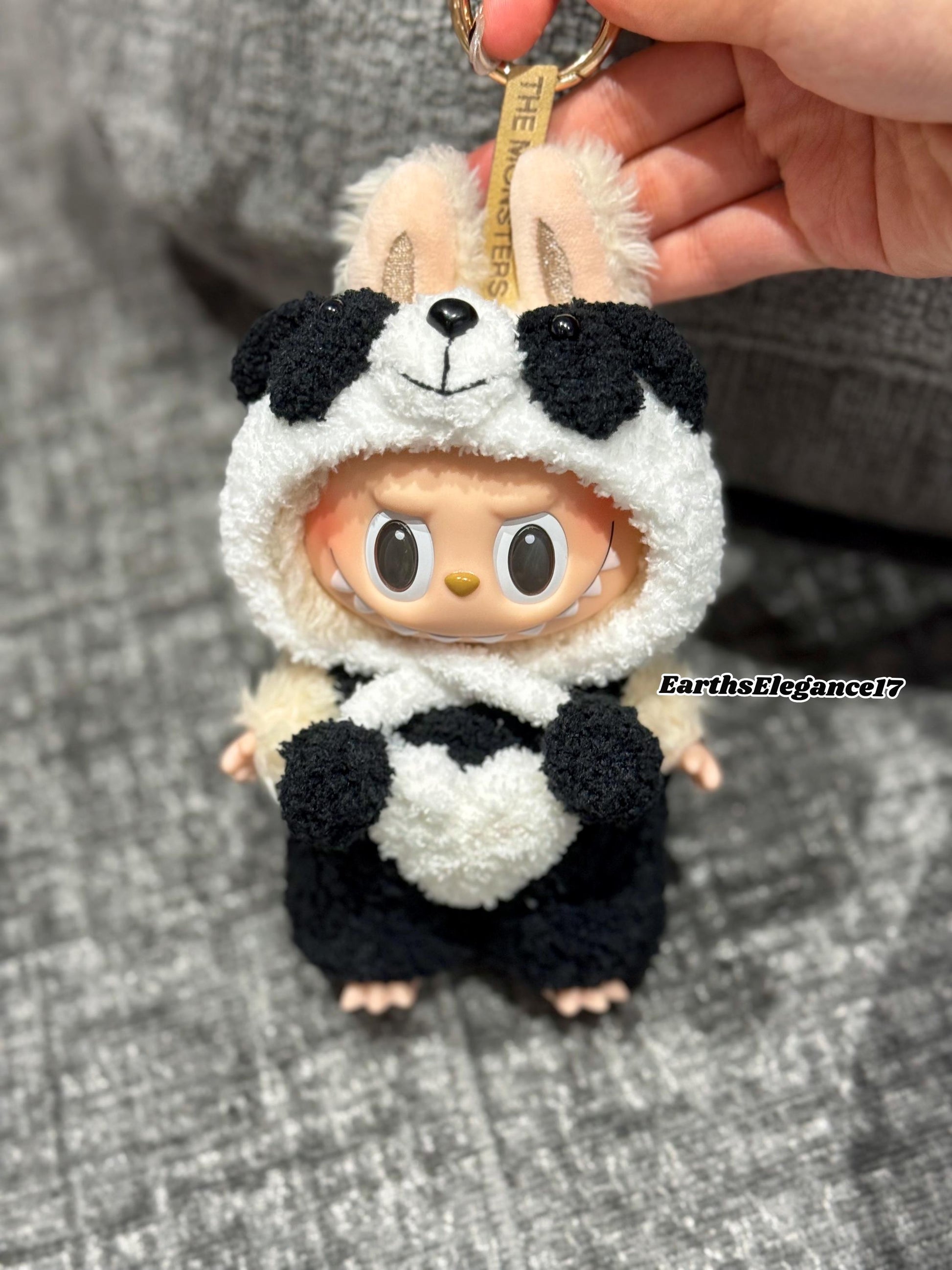 Handmade Crochet Panda Doll Outfit for Macaron Labubu | Crochet Macaron Labubu Clothes | Kawaii Gift For Labubu Lovers